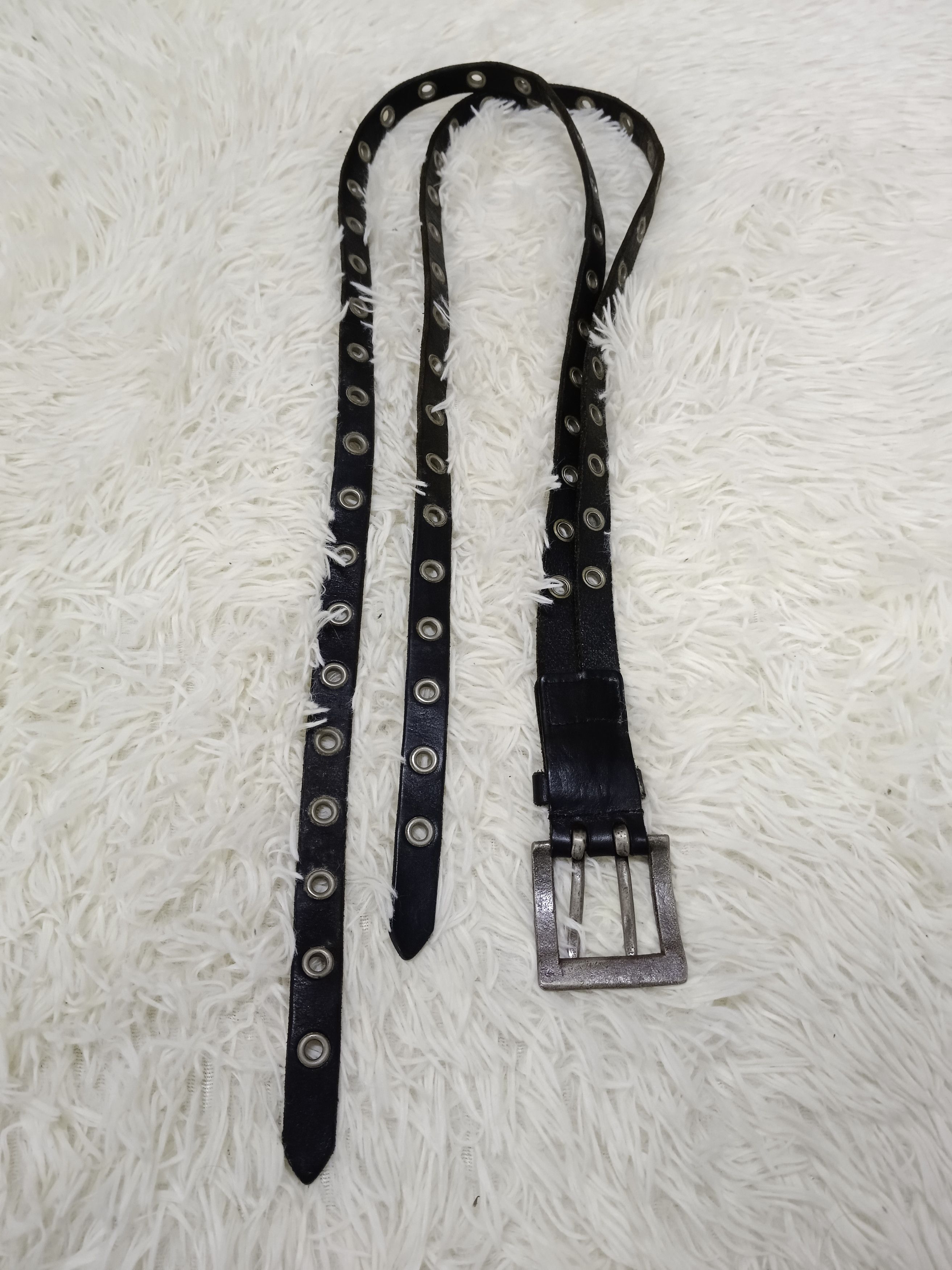 Leather BLACK LEATHER UNBRAND DOUBLE LAYER BELT Size ONE SIZE - 3 Thumbnail