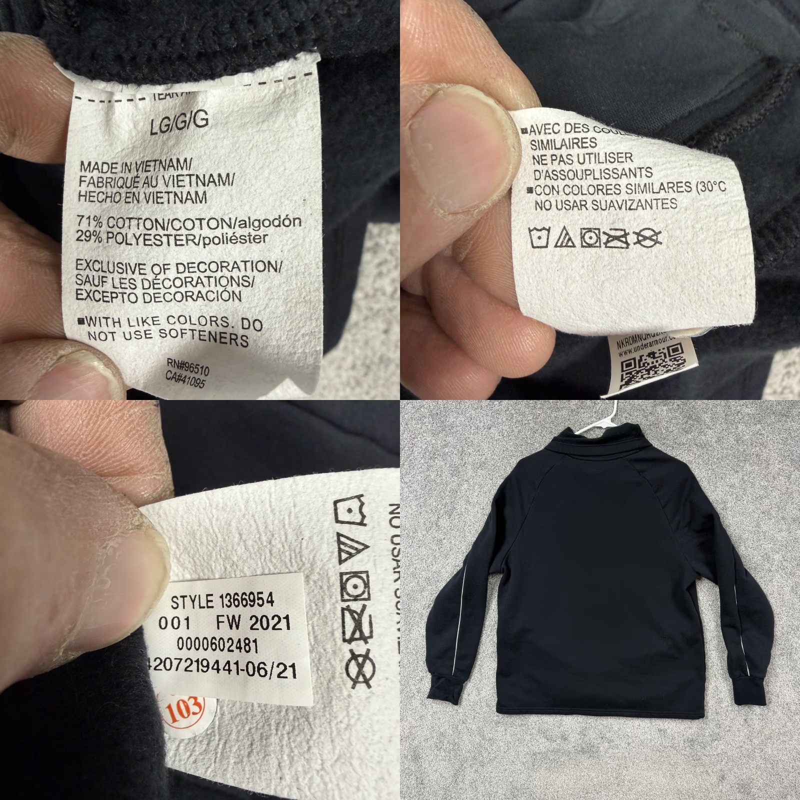 Under Armour Under Armour Sweatshirt Mens Large Black Funnel Neck Fleece Pullover Pullover Raglan Pockets Logo Casual Posterity? Size US L / EU 52-54 / 3 - 8 Thumbnail