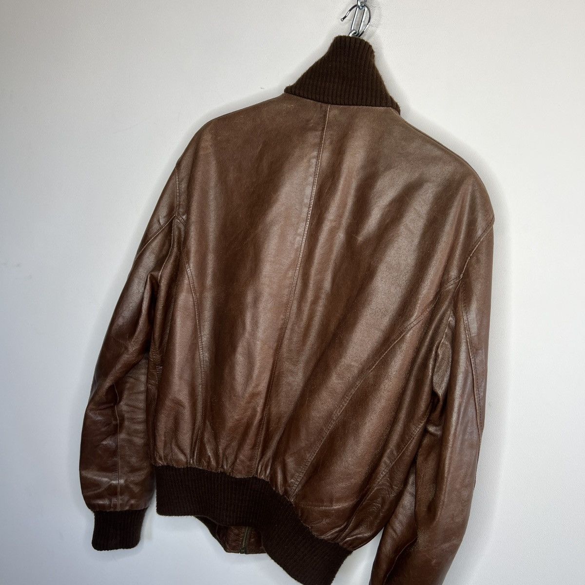 Leather × Vintage VINTAGE 90S GENUINE LEATHER JACKET BOMBER FLIGHT BROWN Size US L / EU 52-54 / 3 - 11 Thumbnail