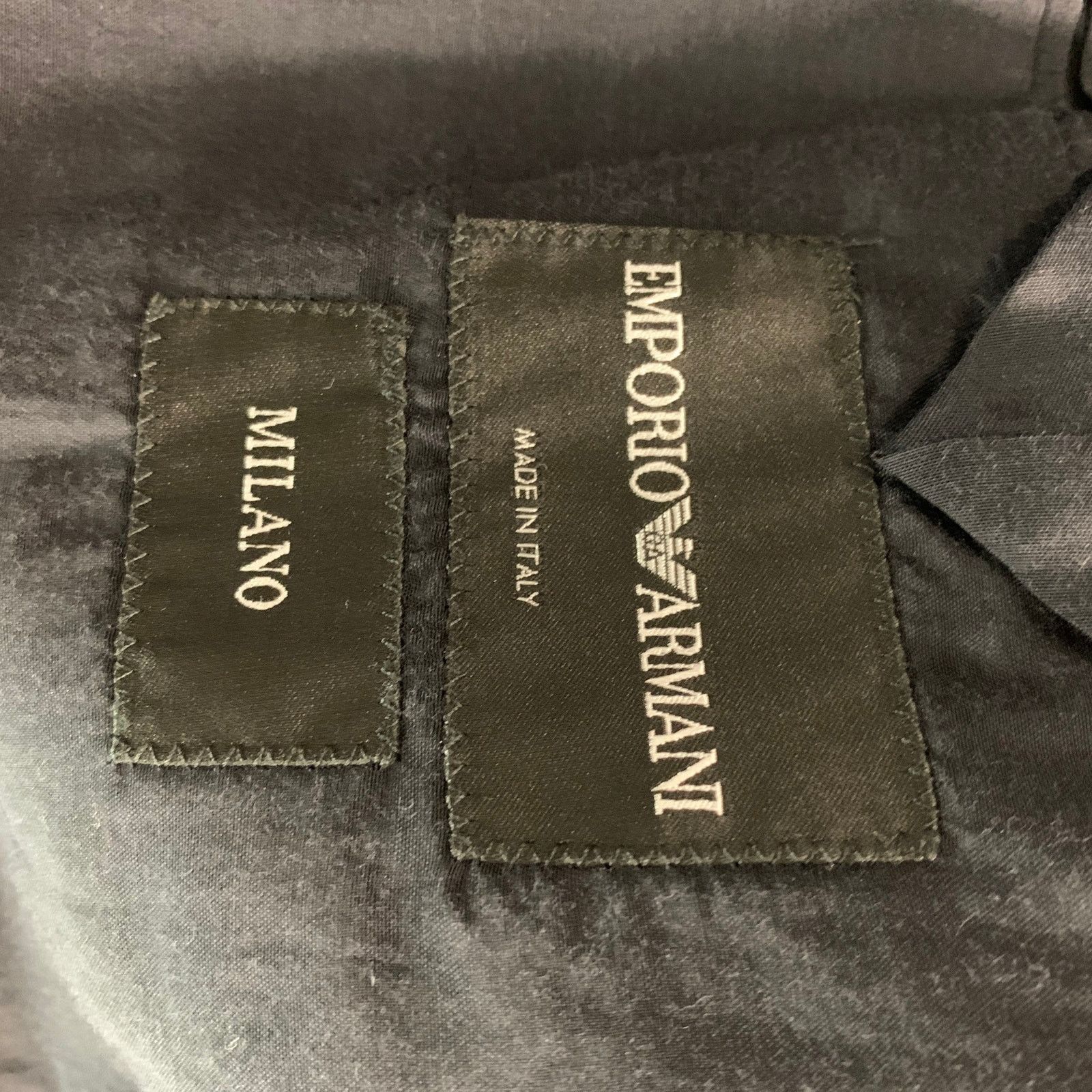 Emporio Armani Size 38 Navy Olive Color Block Polyester Blend Sport Coat Size 38R - 4 Thumbnail