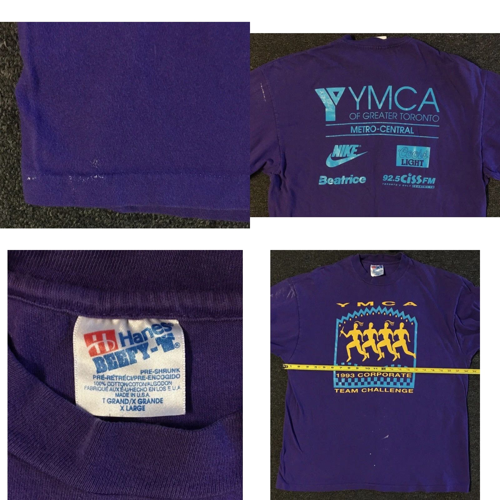 Nike VINTAGE Nike Faded YMCA Team Challenge Shirt XL Purple Distressed Swoosh Grunge 90s Team USA Basketball College Rock Sports Mentions Mens Tee Size US XL / EU 56 / 4 - 9 Thumbnail