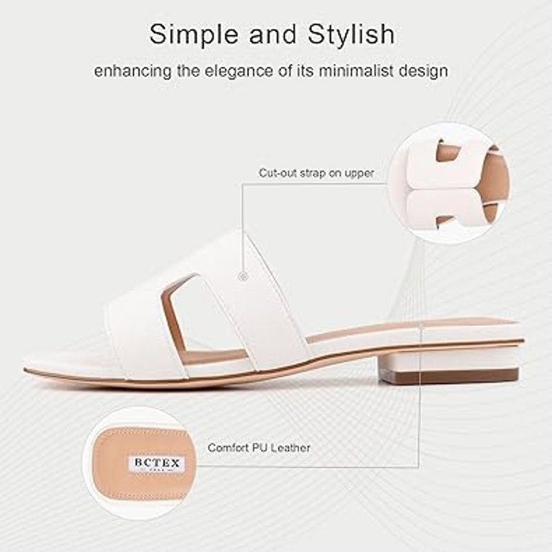 Other Bctex Women's 7 White Faux Leather Open Toe Mule Sandals Size US 7 / IT 37 - 2 Thumbnail