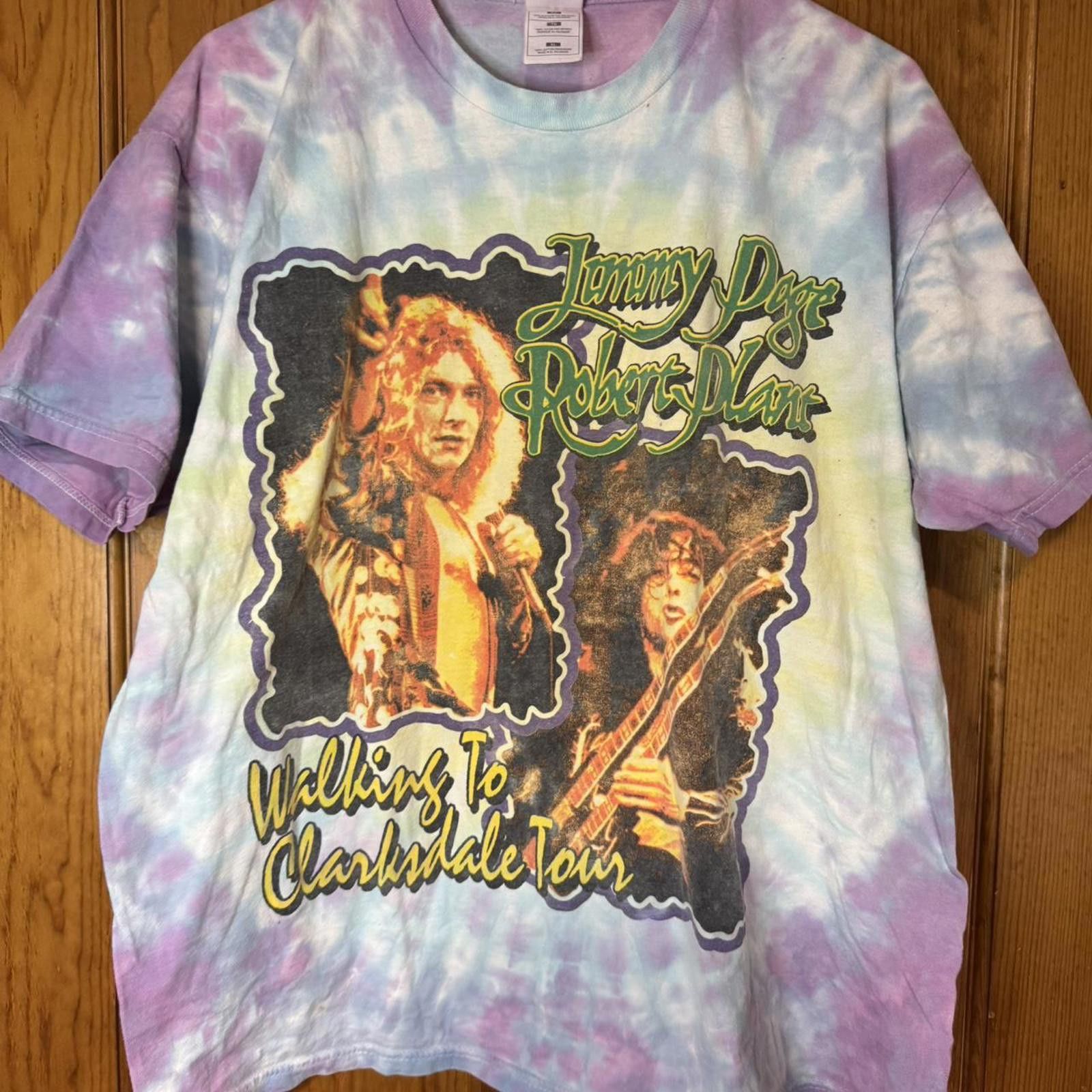 Fruit Of The Loom 1998 Jimmy Page and Robert Plant tie-dye tour shirt Size US XL / EU 56 / 4 - 1 Thumbnail