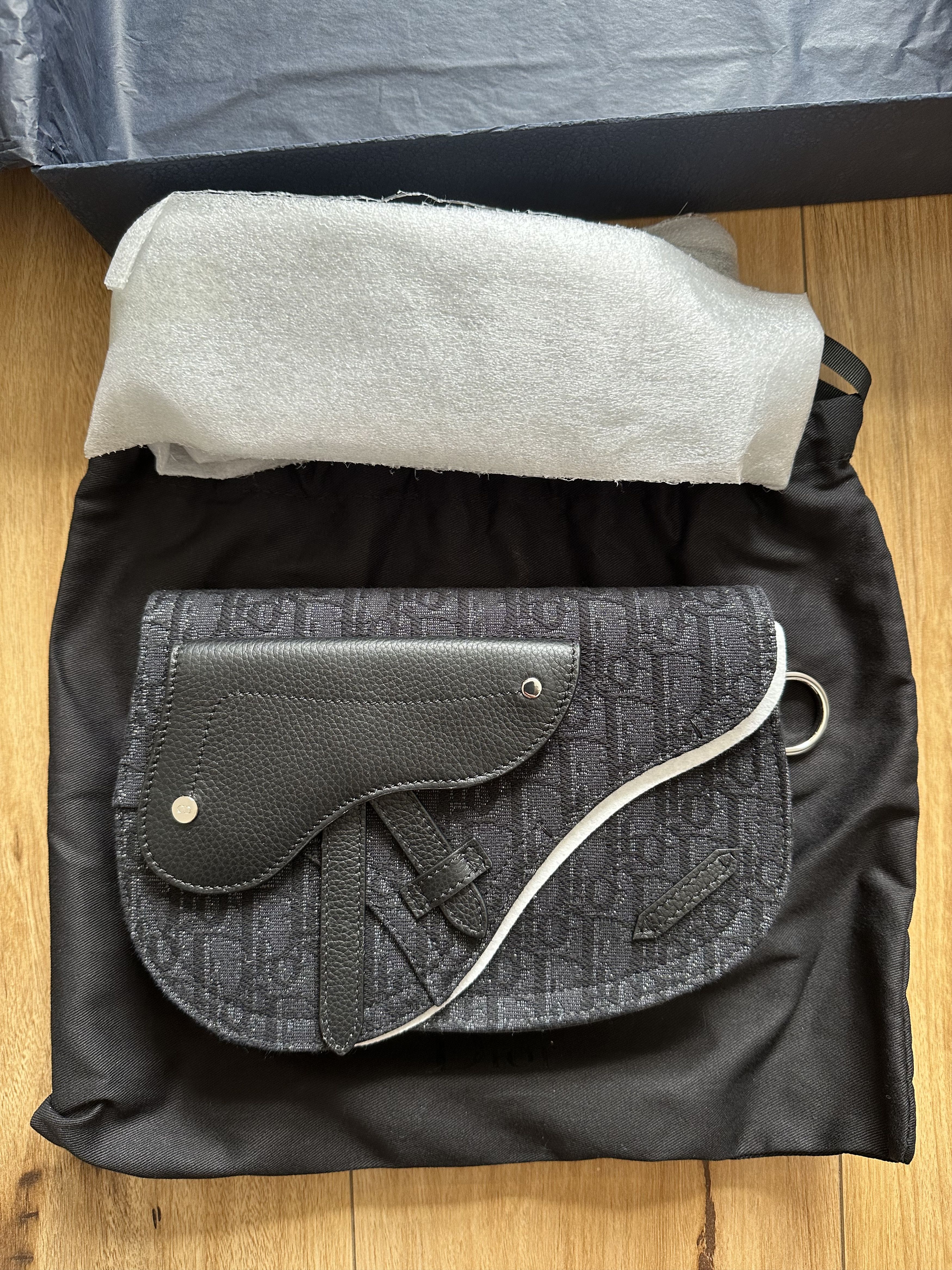 Dior Mini Saddle Bag in Black, Women's