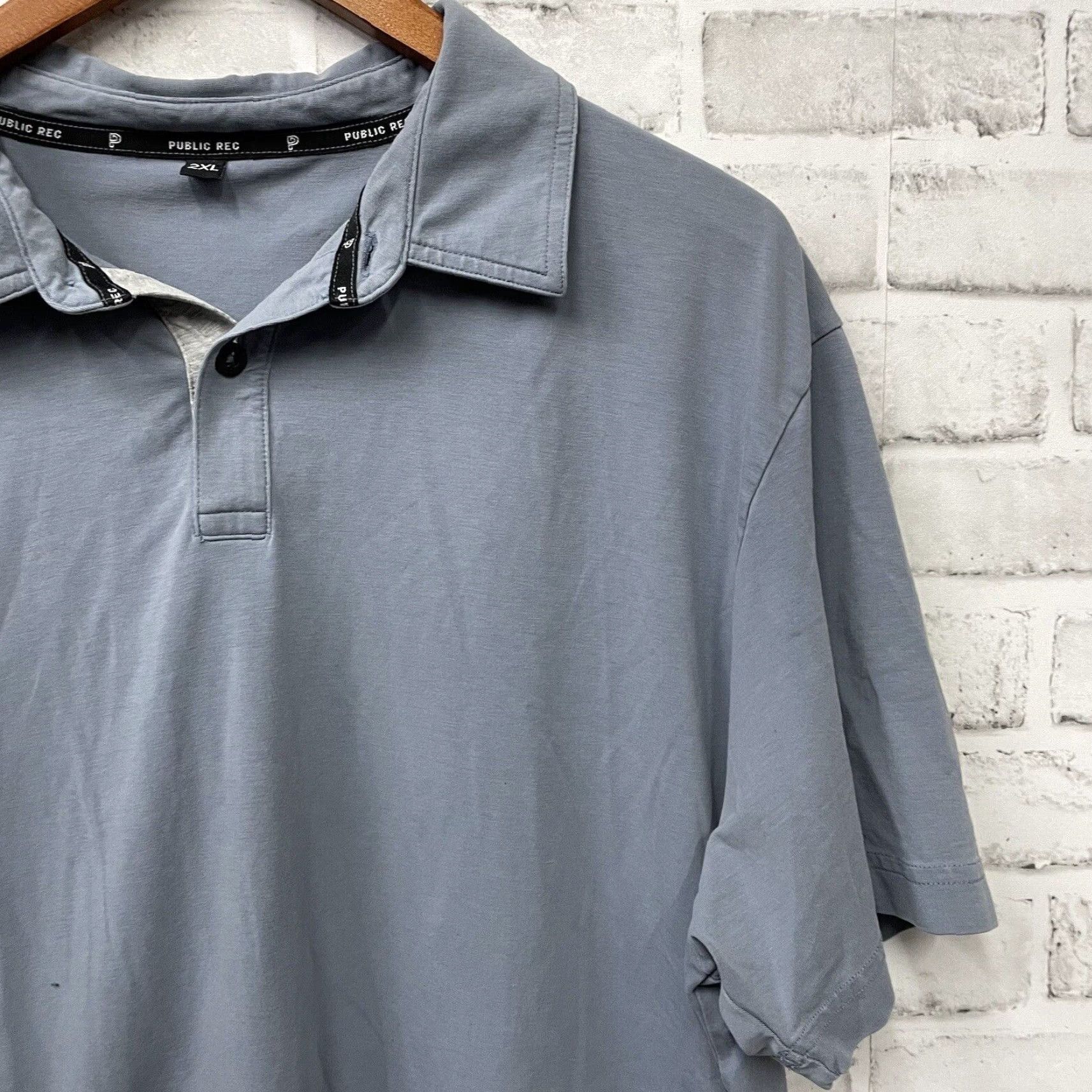 Vintage PUBLIC REC Blue Athletic Stretchy Polo 2XL Mens Size US XXL / EU 58 / 5 - 2 Thumbnail
