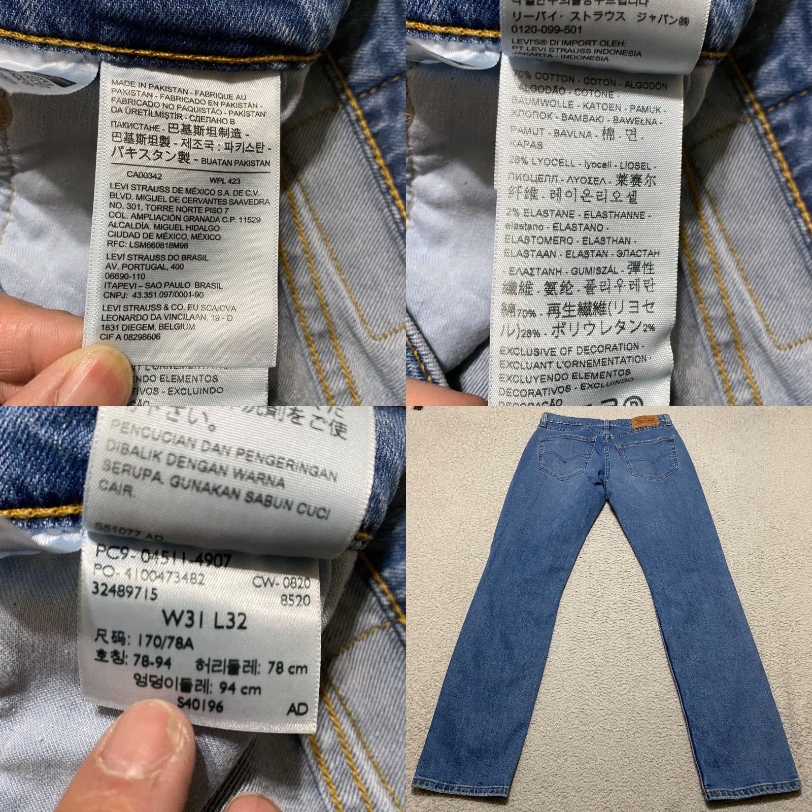 Levi's Levi's 511 Mens Jeans 31x32 Blue Denim Straight Medium Wash Slim Fit Distress Size US 30 / EU 46 - 8 Thumbnail