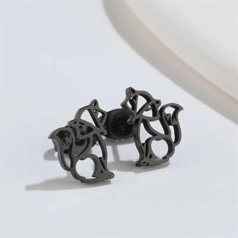 Jewelry Hollow Fox Mini Stud Earrings Charm Earring Gift Size ONE SIZE - 1 Preview