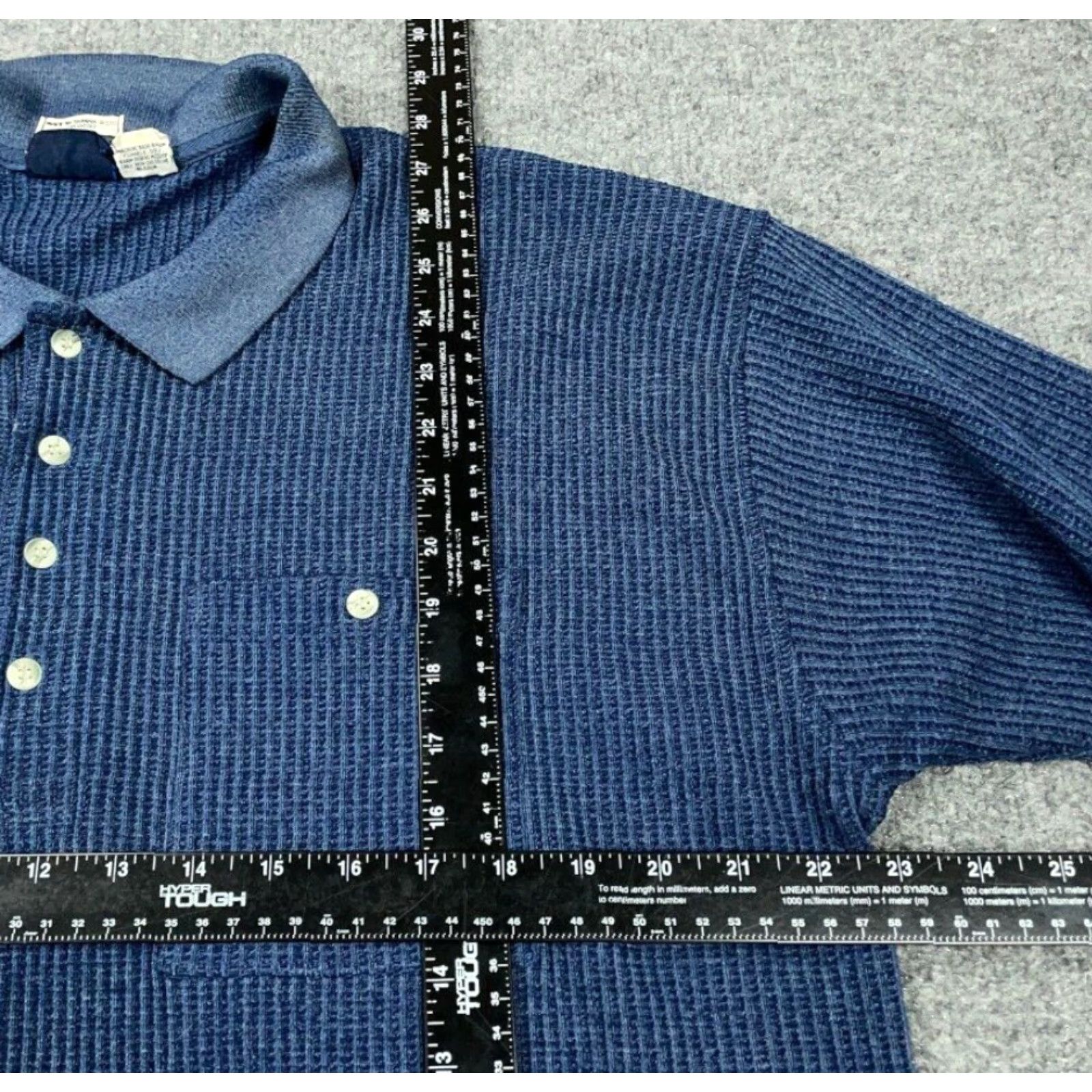 Blair VINTAGE Dad Style Thermal Collared Sweater Adult 2XL Blue Blair Size US XXL / EU 58 / 5 - 4 Thumbnail