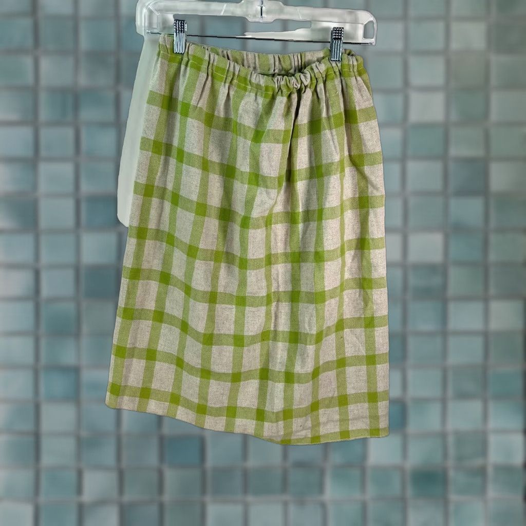 Vintage VINTAGE Women's Skirt Elastic Waist Pull On Plaid A-Line Knee Length 80s Green Size 10 Size 32" / US 10 / IT 46 - 1 Thumbnail