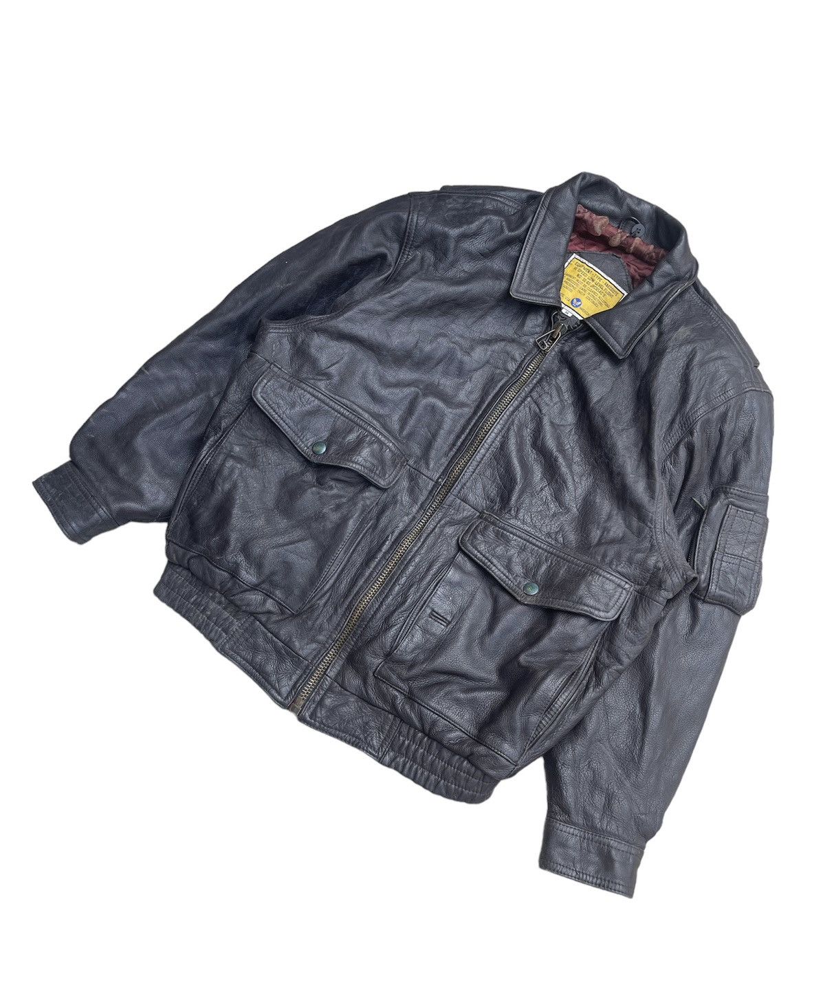 Vintage Vintage 90s Anecdote USA Leather Flight Jacket A-2 Bomber Size US M / EU 48-50 / 2 - 5 Thumbnail