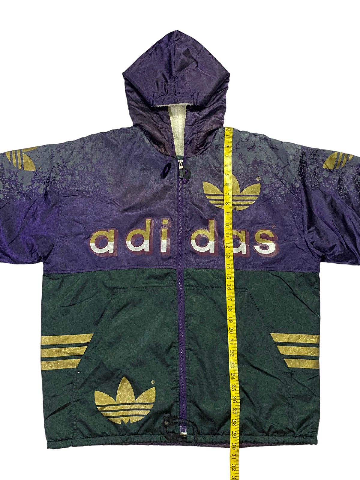 Adidas × Vintage Vintage 90s Adidas Big Logo Over Print Sherpa Jacket Size US M / EU 48-50 / 2 - 5 Thumbnail