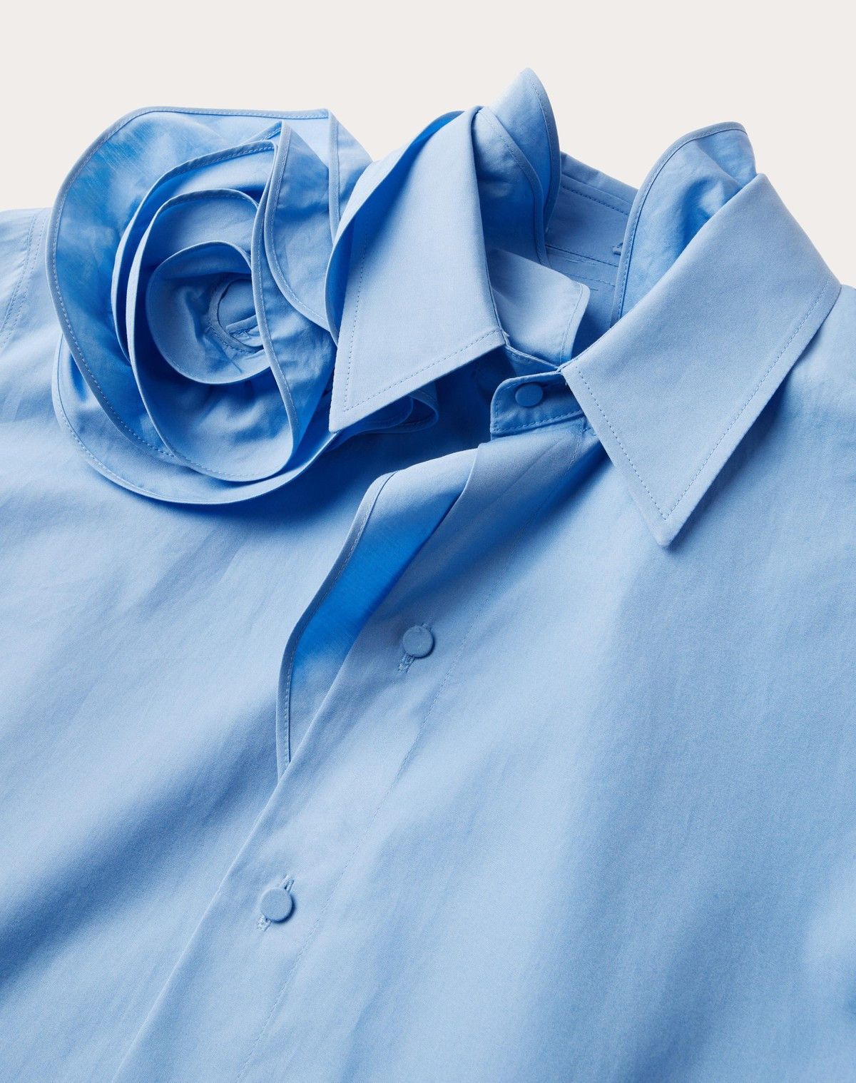 Valentino o1s1wg110525 Cotton Popeline Shirt in Blue Size M / US 6-8 / IT 42-44 - 7 Thumbnail