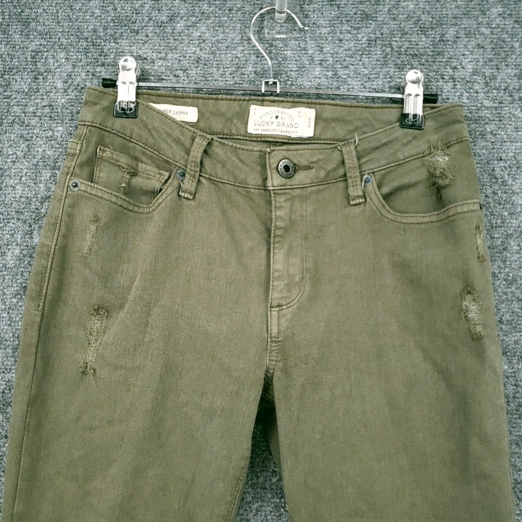 Lucky Brand Lucky Brand Womens Jeans Green Sasha Super Skinny Fit Distressed Raw Hem Size 6 27 Size 28" / US 6 / IT 42 - 3 Thumbnail