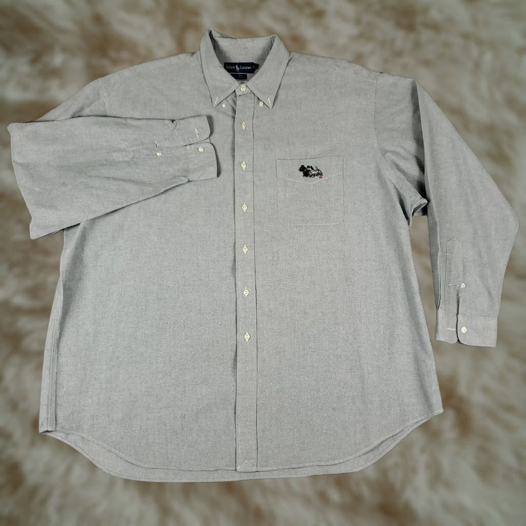 Ralph Lauren Ralph Lauren Shirt Mens 2XL Blue/Gray Dog Embroidered Button Up Long Sleeve Shirt Size US XXL / EU 58 / 5 - 1 Thumbnail