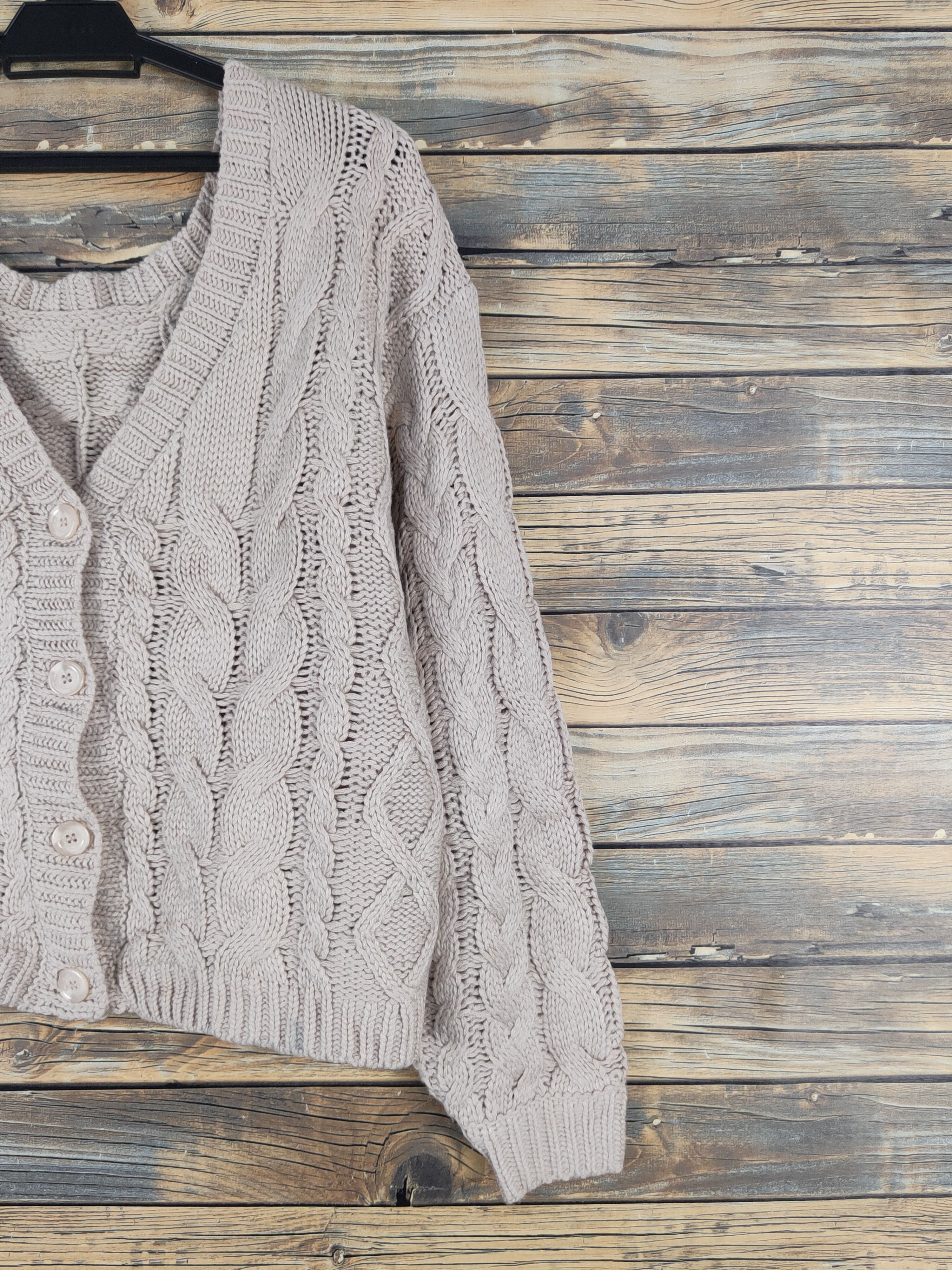 Aran Isles Knitwear Japanese Brand Brown Knitwear Cardigan Crop Tops #W1279 Size L / US 10 / IT 46 - 5 Thumbnail