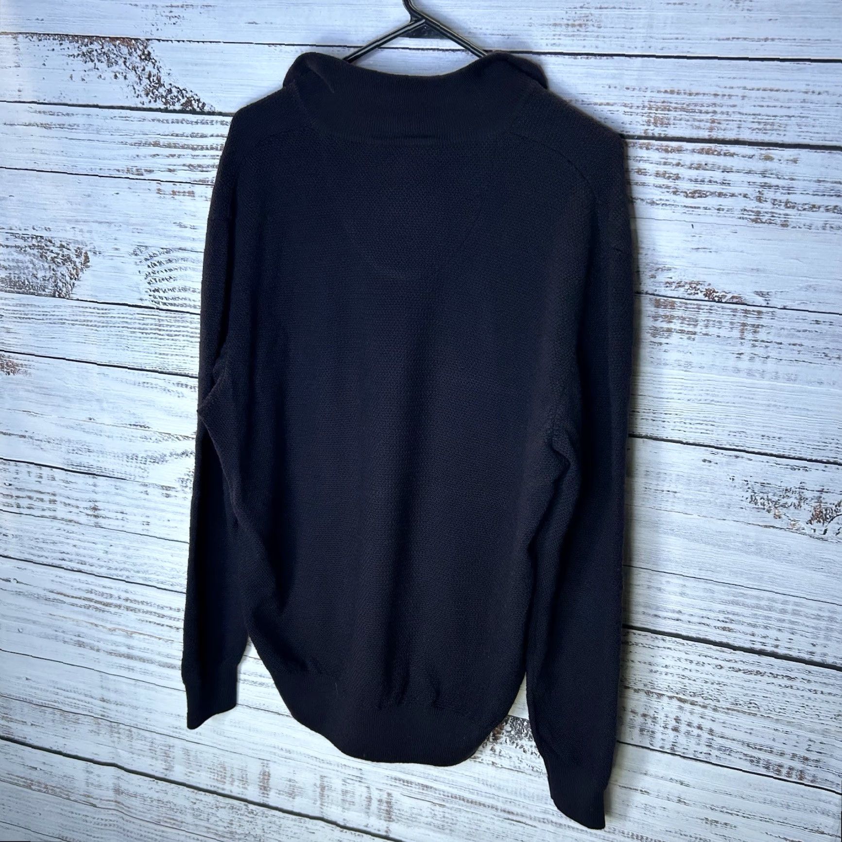 Allen Edmonds VINTAGE Allen Edmonds 1/4 Zip Pullover Sweater Knit Large Black Wool Merino 100% Made In Italy Mens Size US L / EU 52-54 / 3 - 7 Thumbnail