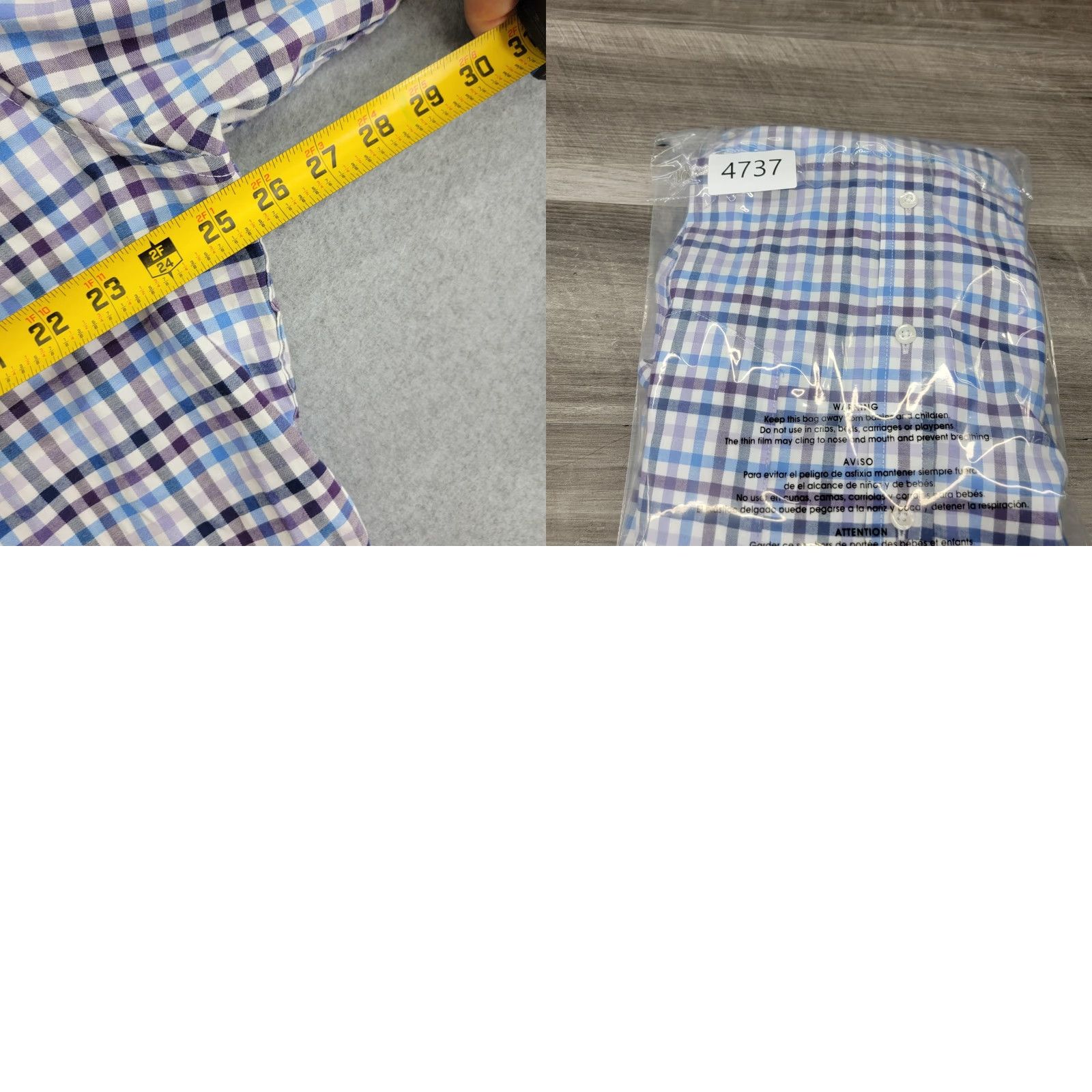 Izod IZOD Shirt Mens 2XL Blue Purple Plaid Button-Down Long Sleeve Casual Preppy Size US XXL / EU 58 / 5 - 8 Thumbnail