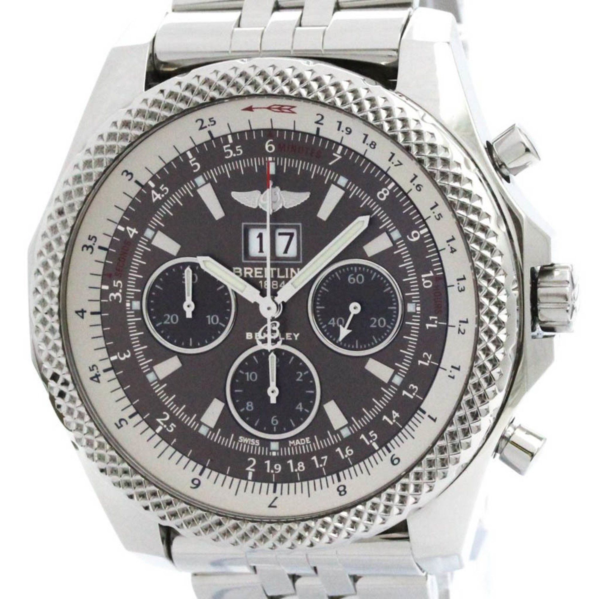 Polished Breitling Bentley 6.75 Steel Automatic Mens Watch A44364 Bf578761 in Brown, Women's