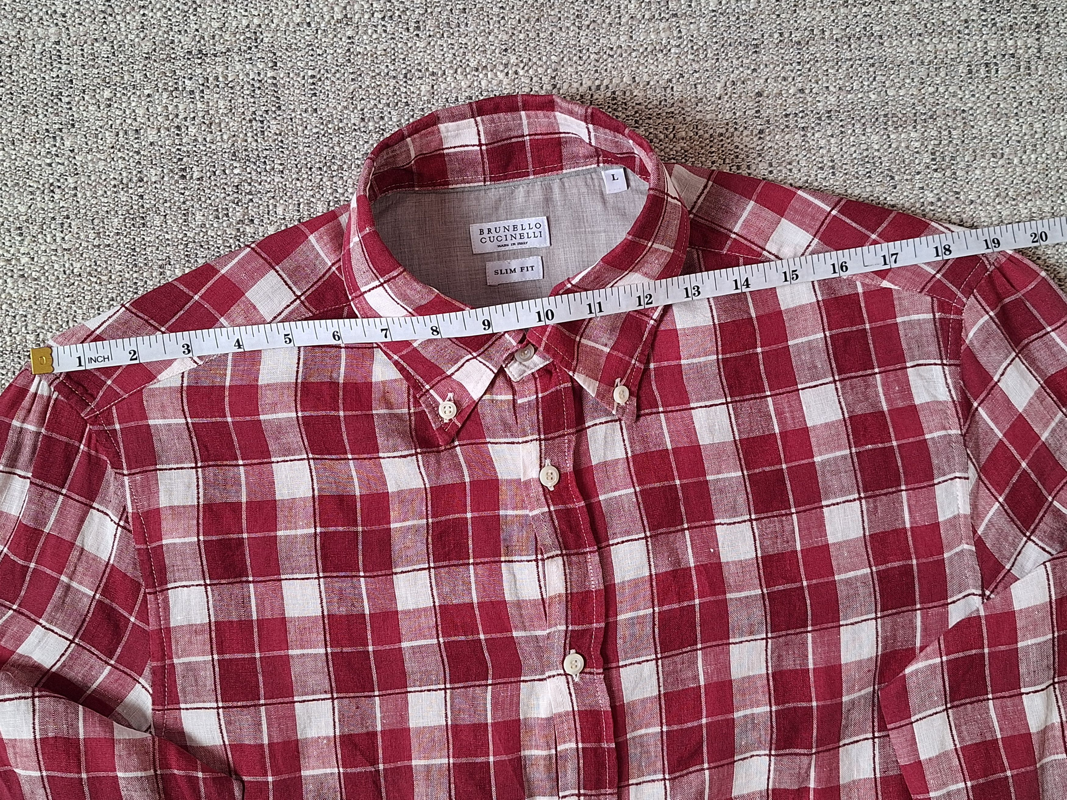 Brunello Cucinelli BRUNELLO CUCINELLI Checkered Linen And Cotton Blend L/s Size US L / EU 52-54 / 3 - 11 Thumbnail