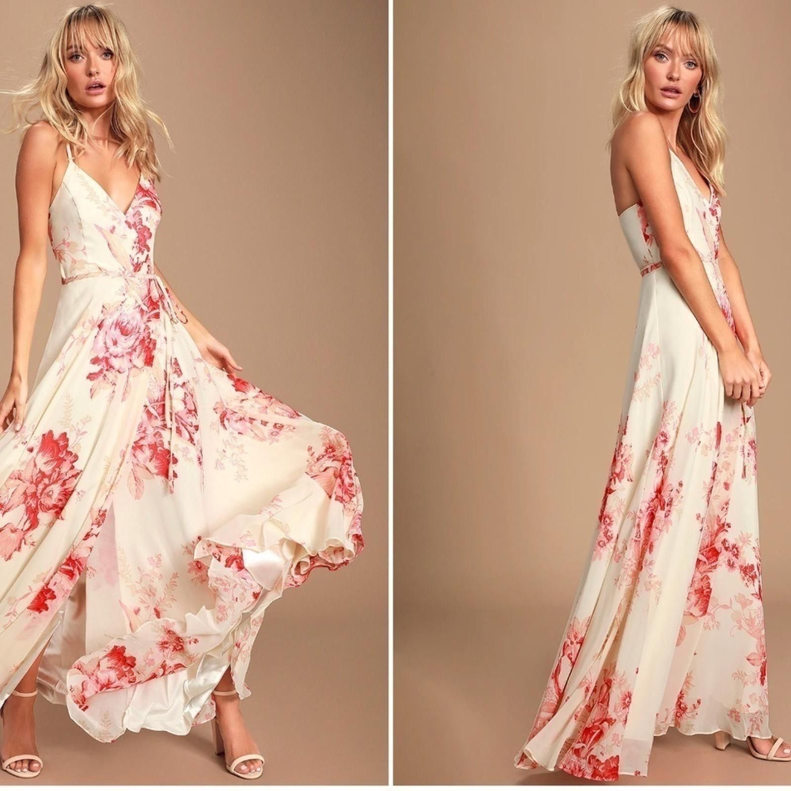 Lulus LULU's Floral Sexy Romantic Flowy Wedding Formal Wrap Dress Size S / US 4 / IT 40 - 1 Thumbnail