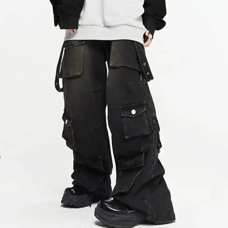 Japanese Brand Summer Men's American High Street Multi Pocket Wide Leg Jean Size US 32 / EU 48 - 5 Thumbnail