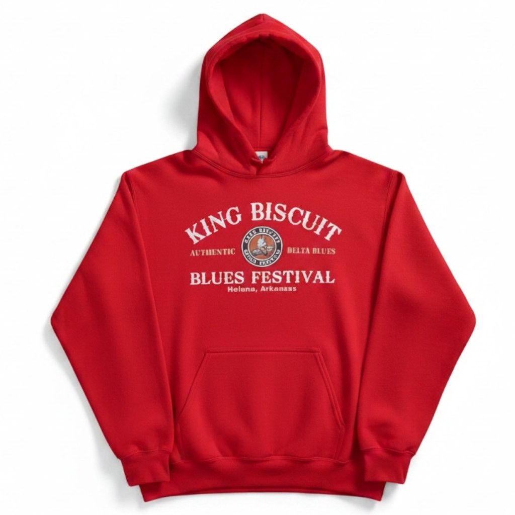 Gildan Vintage Y2K King Biscuit Delta Blues Festival Red Hoodie Size US S / EU 44-46 / 1 - 7 Thumbnail