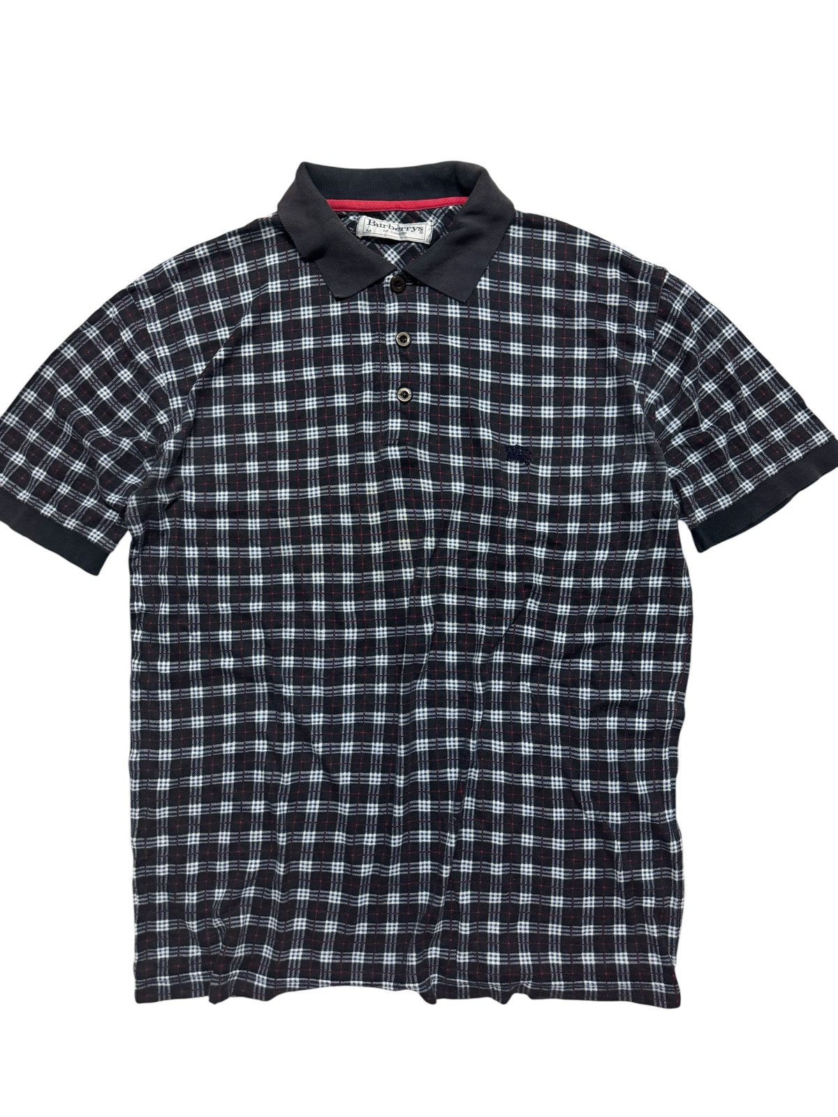 VINTAGE 1990s Burberry Novacheck Plaid Coller Ringer