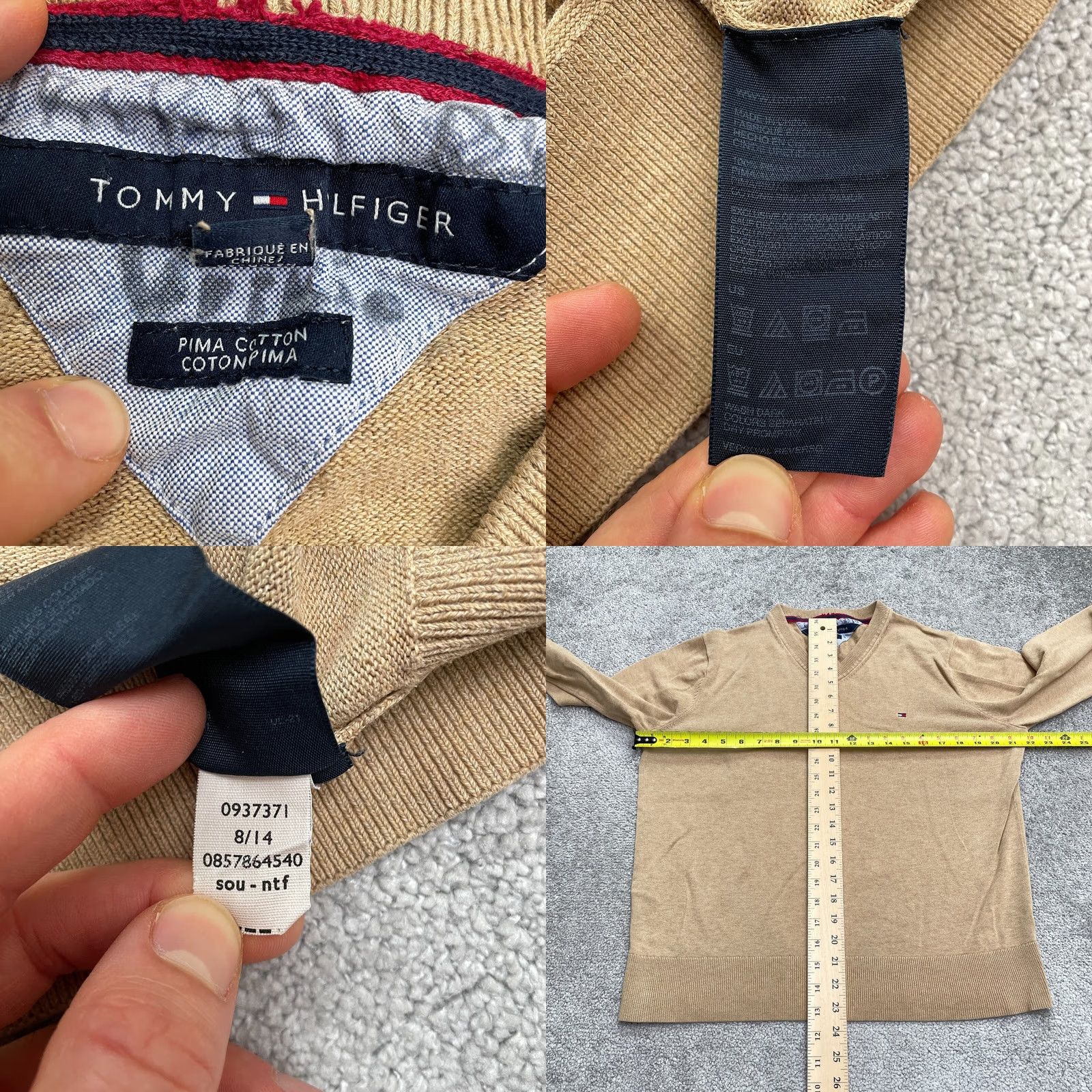 Tommy Hilfiger Tommy Hilfiger Sweater Pullover Men Large Brown V-Neck Classic Pima Cotton Short Size US L / EU 52-54 / 3 - 8 Thumbnail