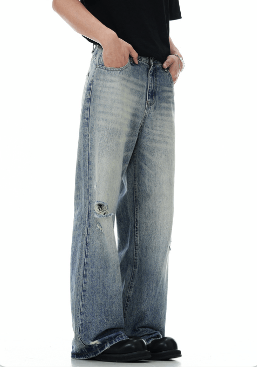 Japanese Brand × Jean Retro men's cleanfit loose straight worn flared jeans Size US 32 / EU 48 - 4 Thumbnail