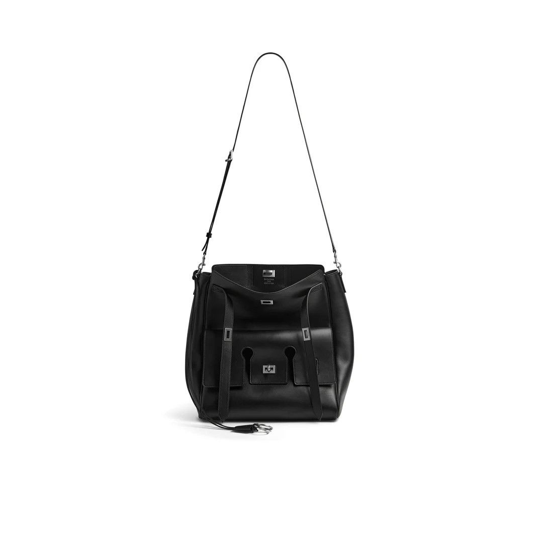 BALENCIAGA Bel Air Hobo $4550 Black Leather Messenger Bag Ne
