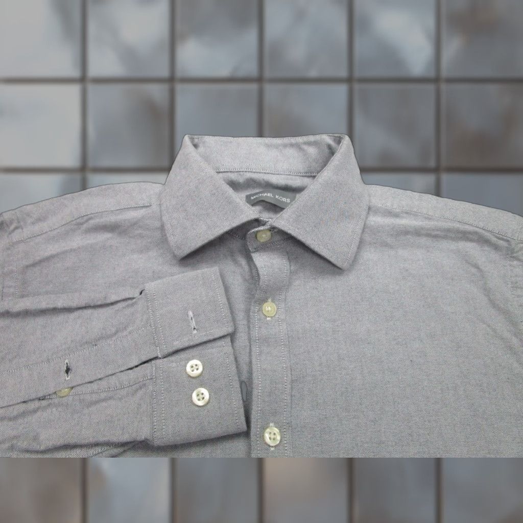 Michael Kors Michael Kors Shirt Mens Large Gray Slim 16 32/33 Oxford Casual Button-Up Size US L / EU 52-54 / 3 - 1 Thumbnail