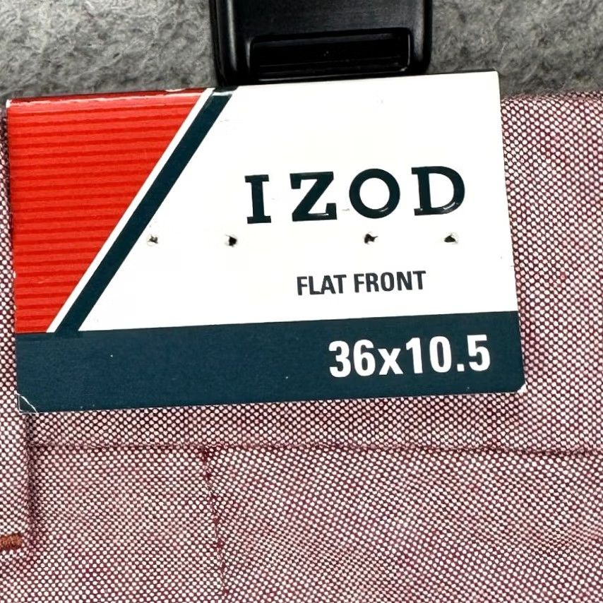 Izod VINTAGE Izod Khakis Shorts Mens 36X10.5 Light Red Cotton Flat Front Casual Pockets NEW Size US 36 / EU 52 - 2 Thumbnail