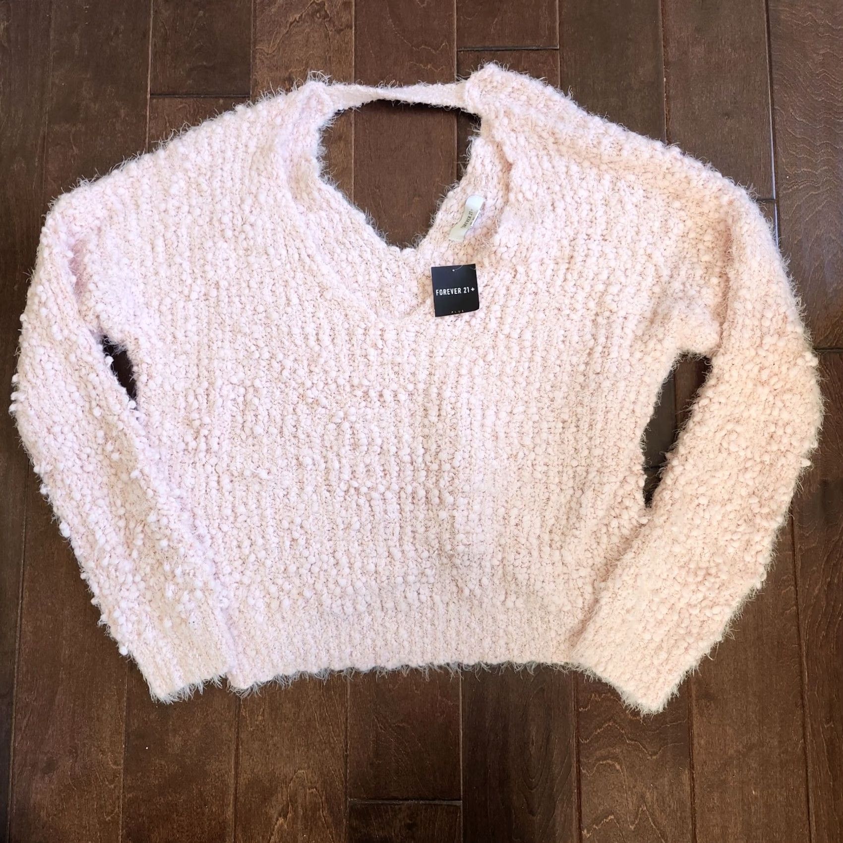 Forever 21 FOREVER 21 Pink V-Neck Keyhole Sweater 3X Plus Women Pullover Knit NWT Casual Long Sleeve Autumn Winter Sexy Womens Size XXL / US 16-18 / IT 52-54 - 2 Thumbnail