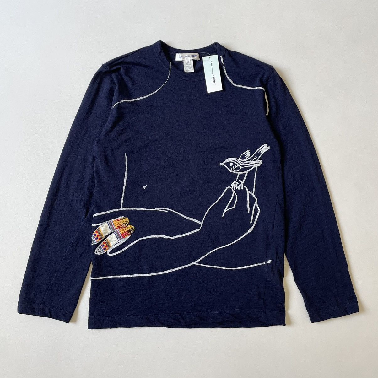 Comme des Garcons Bird + Hand Print Wool Sweater Size US M / EU 48-50 / 2 - 13 Thumbnail