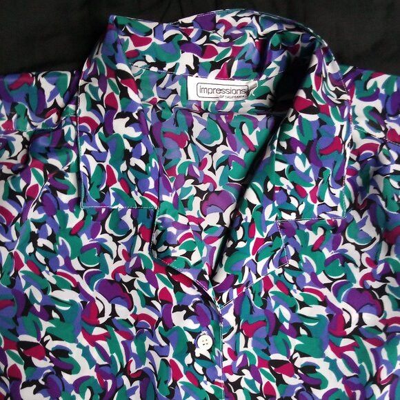 Other Vintage Impressions Geometric Polyester Disco Shirt Size L / US 10 / IT 46 - 1 Thumbnail
