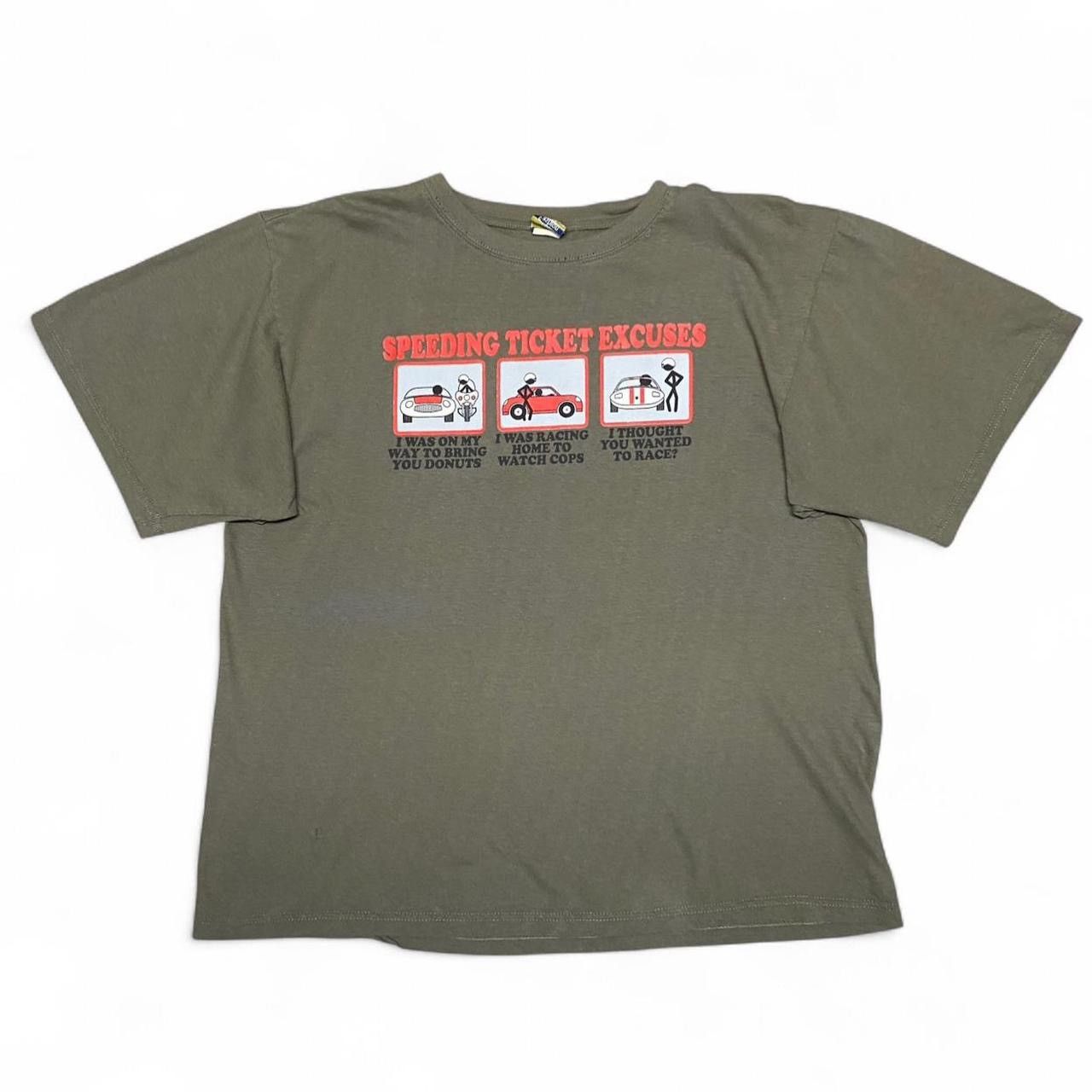 Other Vintage speeding ticket excuse green funny graphic t-shirt Size US M / EU 48-50 / 2 - 2 Thumbnail