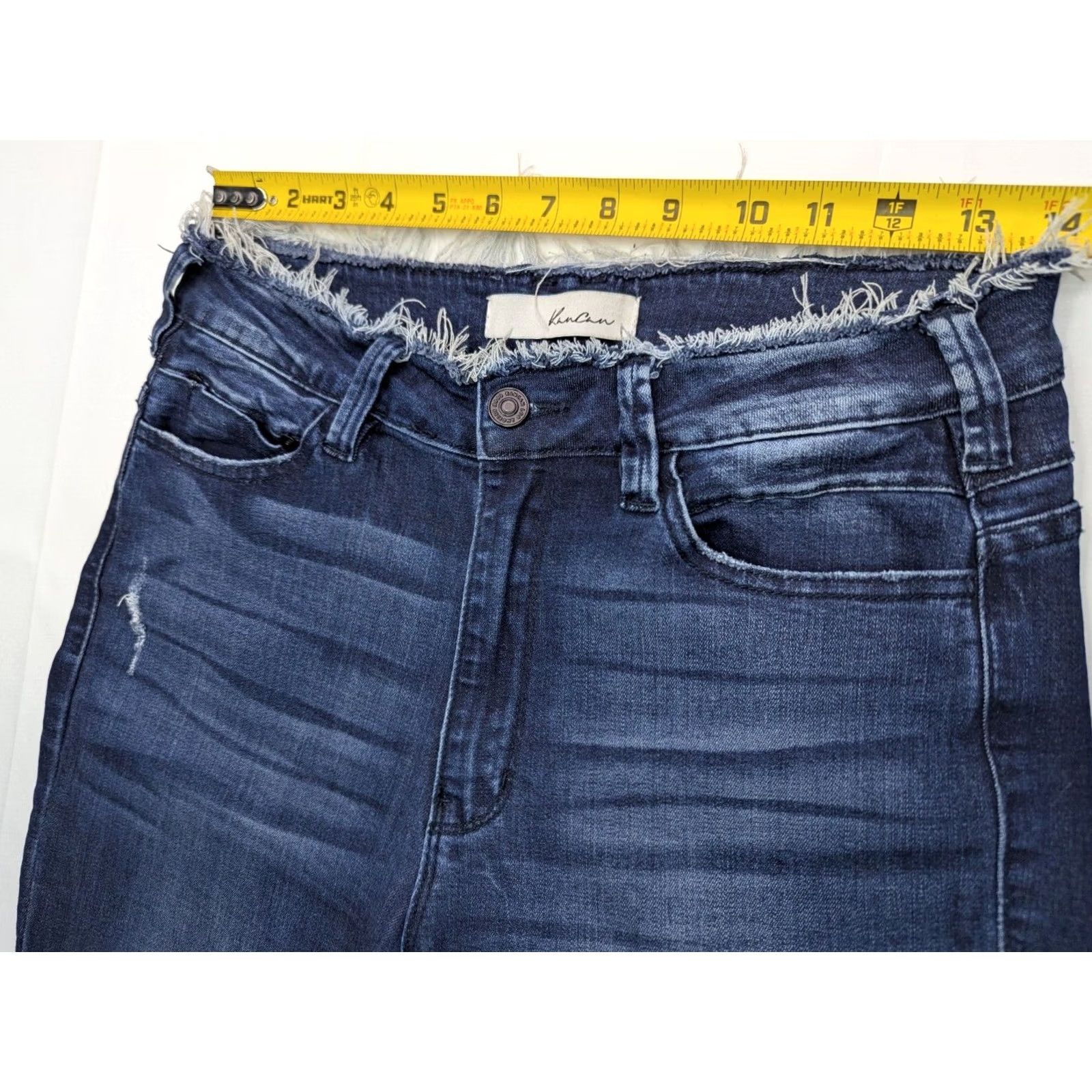 Vintage Kancan Kiri Mid Rise Distressed Tapered Jeans Women 28 30" Inseam Stretch Blue Size 28" / US 6 / IT 42 - 5 Thumbnail