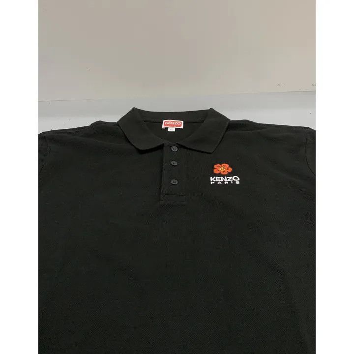 Kenzo Kenzo Black Flower Logo Embroidered Polo Shirt -2507 Size US XL / EU 56 / 4 - 4 Thumbnail