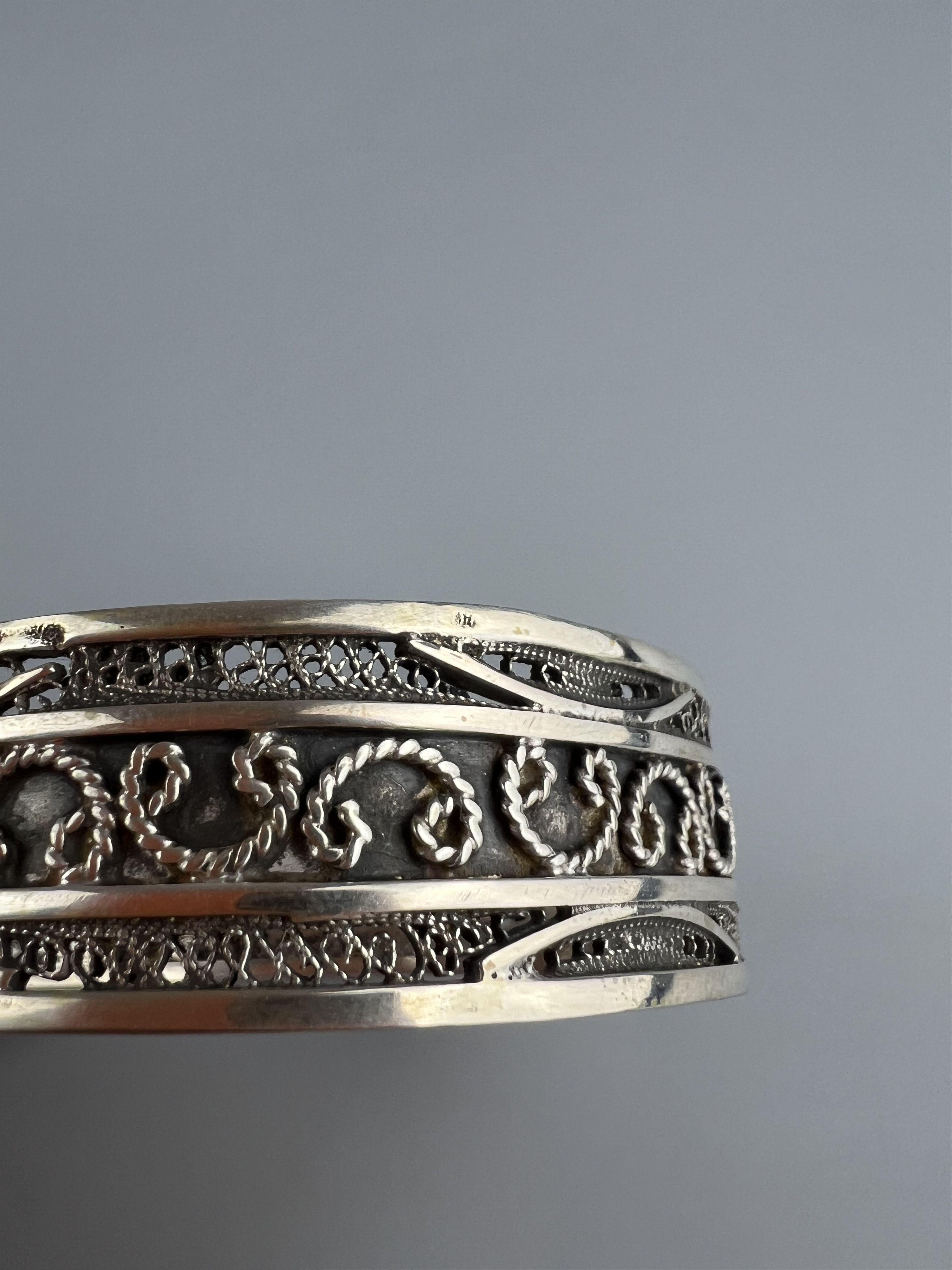 Vintage Rare Vtg Antique Sterling Silver Bangle Bracelet 33 Grams Size ONE SIZE - 5 Thumbnail