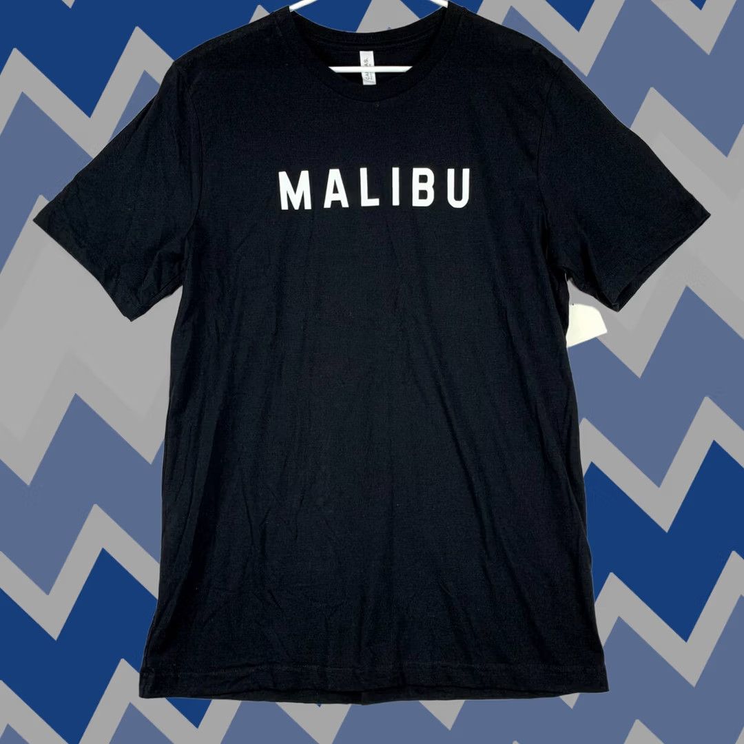 Vintage Malibu California T Shirt Top Surf Bella + Canvas Large Black Men Shirt Short Sleeve Crew Neck Logo Beach Summer 90s Mens Size US L / EU 52-54 / 3 - 1 Thumbnail