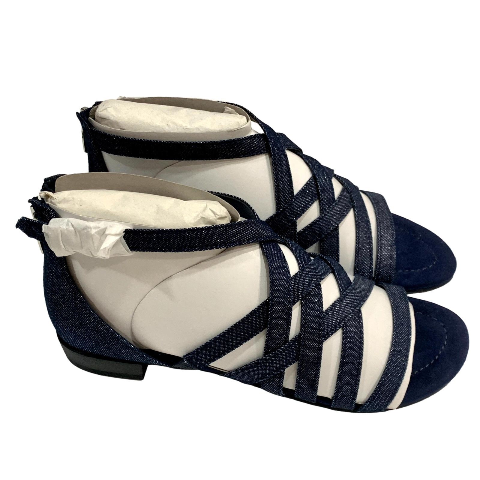 Marc Fisher NEW Marc Fisher Cross Weave Blue Glitter Flat Sandals | 7M Size US 7 / IT 37 - 2 Thumbnail