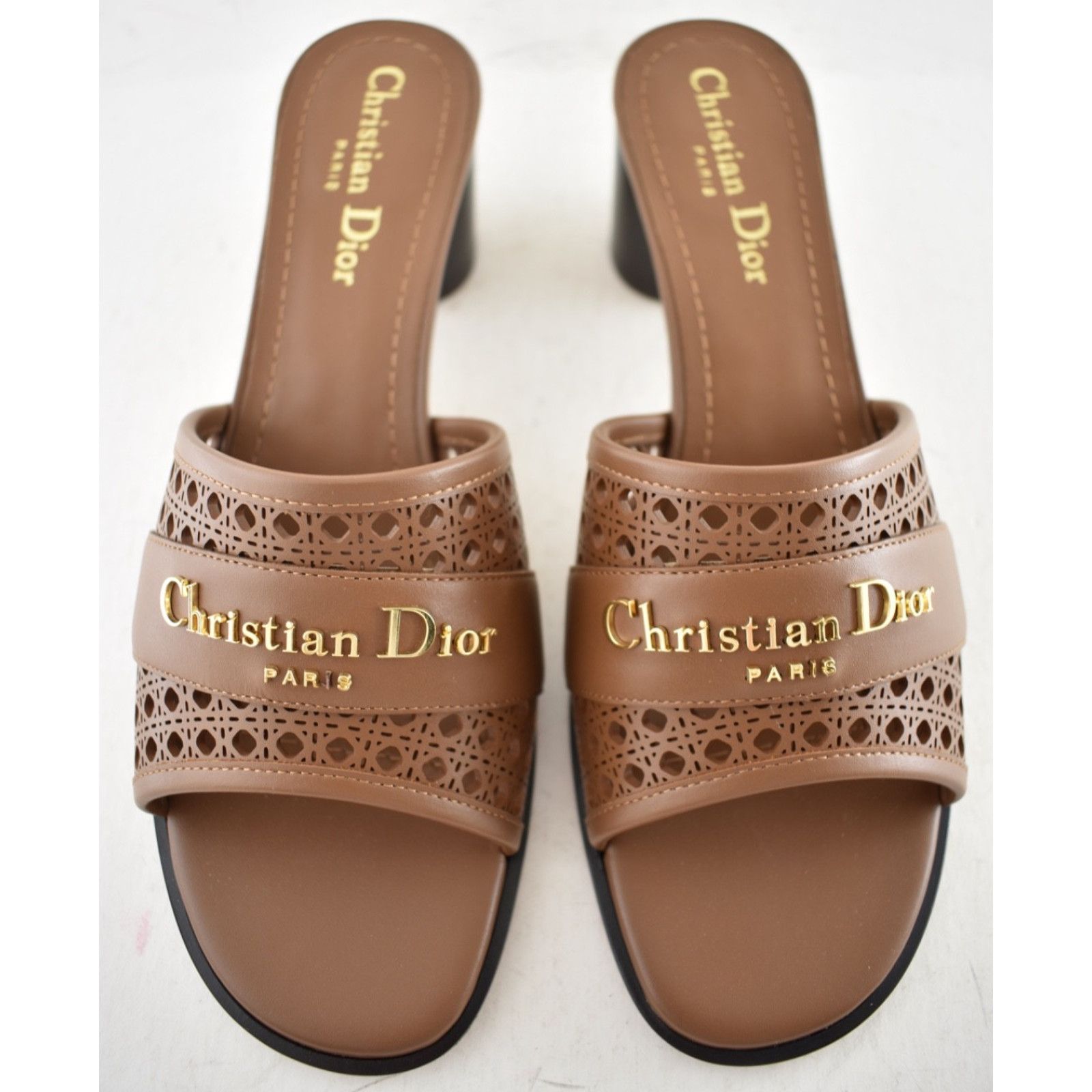 Dior Dior D-Lane Down Town Brown Leather Slide Heel Sandal 39 Size US 9 / IT 39 - 11 Thumbnail