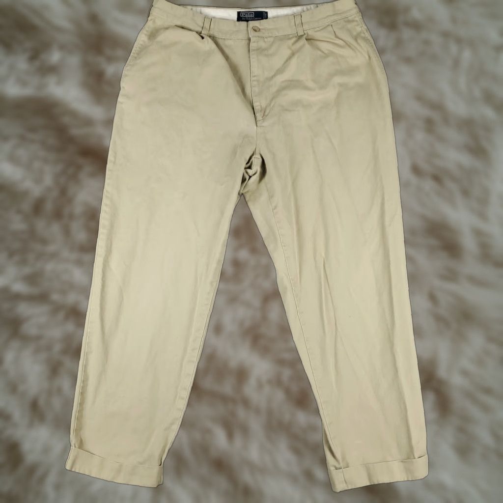 Ralph Lauren VINTAGE Ralph Lauren Pants Men 38x28 Chino Regular Fit Beige Cotton Mid Rise Straight Leg Casual Size US 38 / EU 54 - 1 Thumbnail