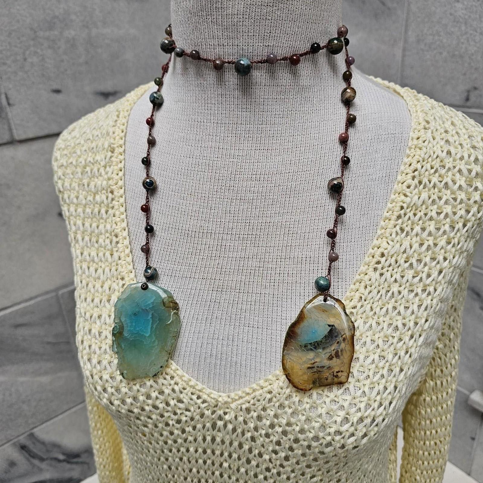 Other Women's Blue Agate Handmade Lariat Style Necklace Size ONE SIZE - 1 Thumbnail