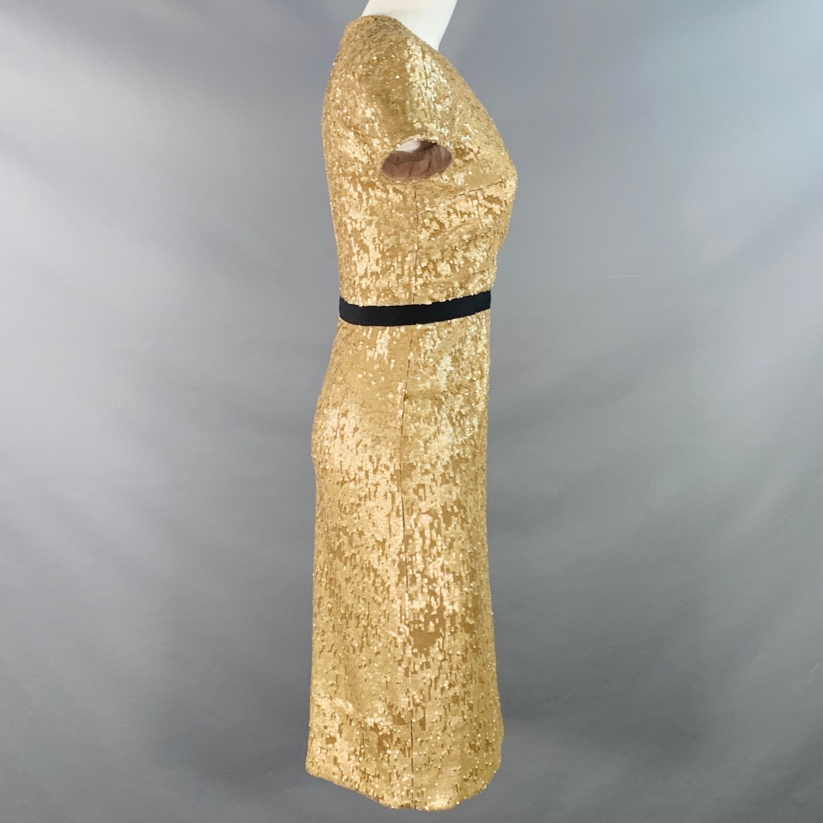 Burberry Size 2 Gold Black Viscose Blend Sequined Cocktail Dress Size XS / US 0-2 / IT 36-38 - 3 Thumbnail