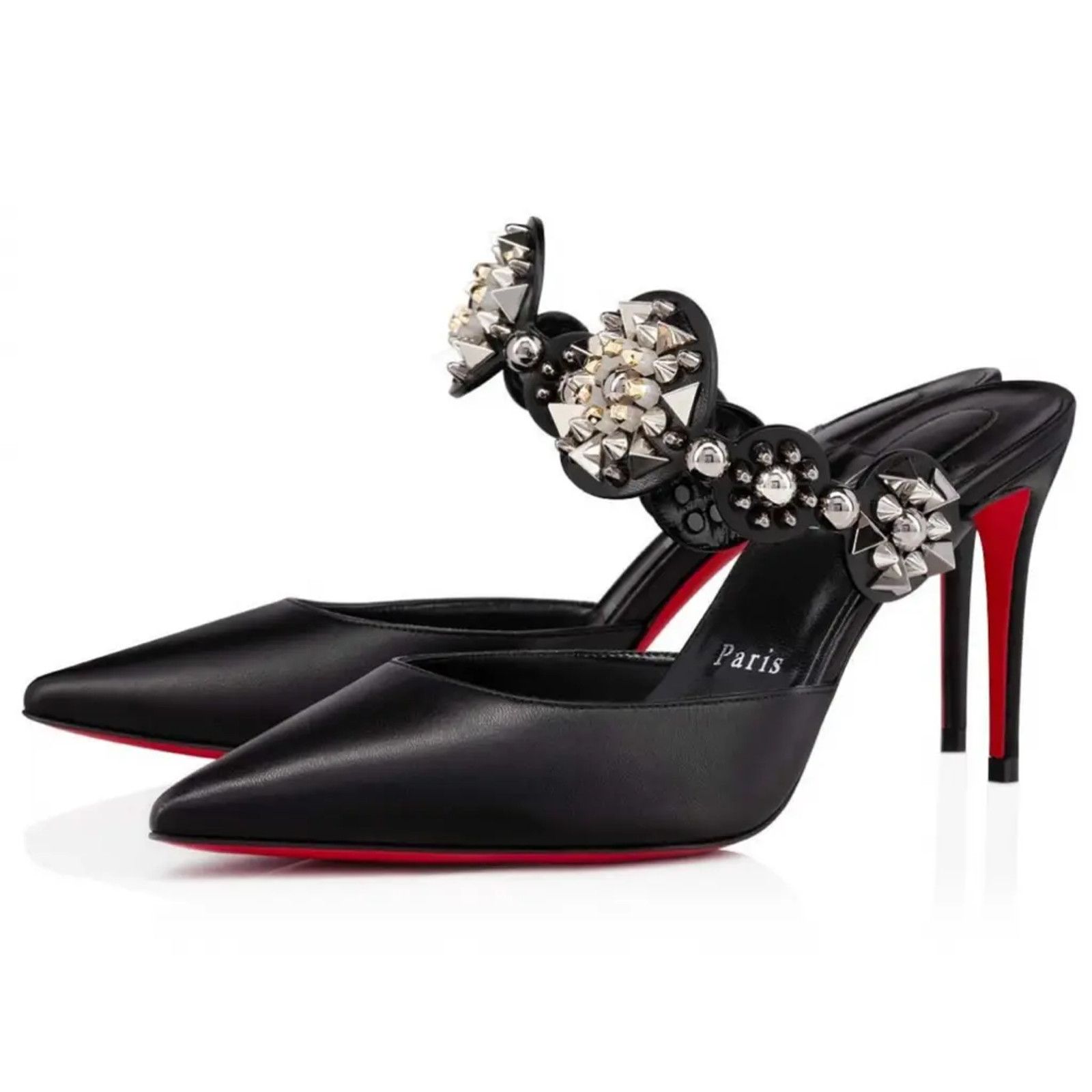 Christian Louboutin Miss Goldora 85 Black Backless Sandal Mule Heel Pump 38 Size US 8 / IT 38 - 1 Thumbnail