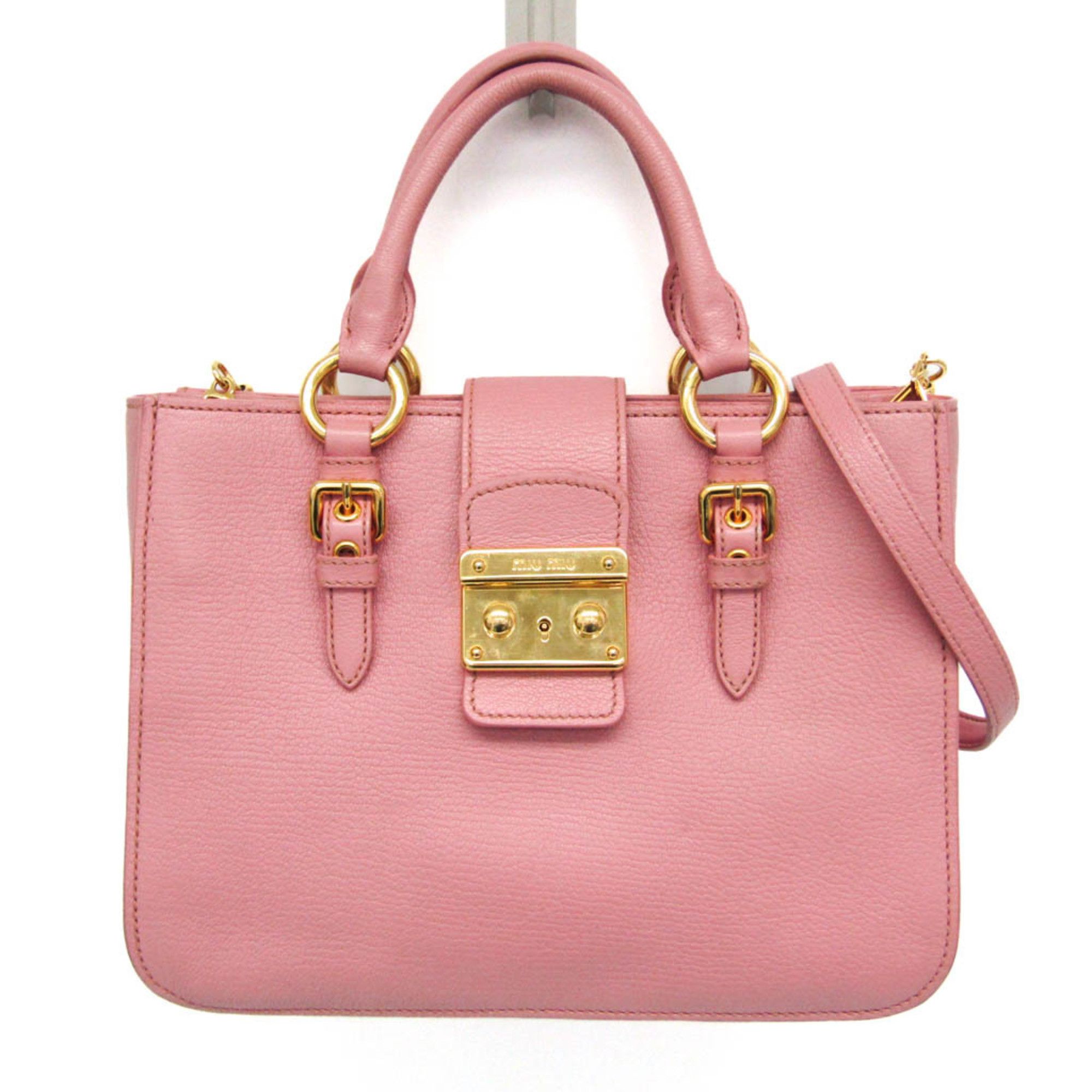 Miu Miu Miu Miu MADRAS RN0799 Women's Leather Handbag,Shoulder Bag Pink Size ONE SIZE - 1 Thumbnail
