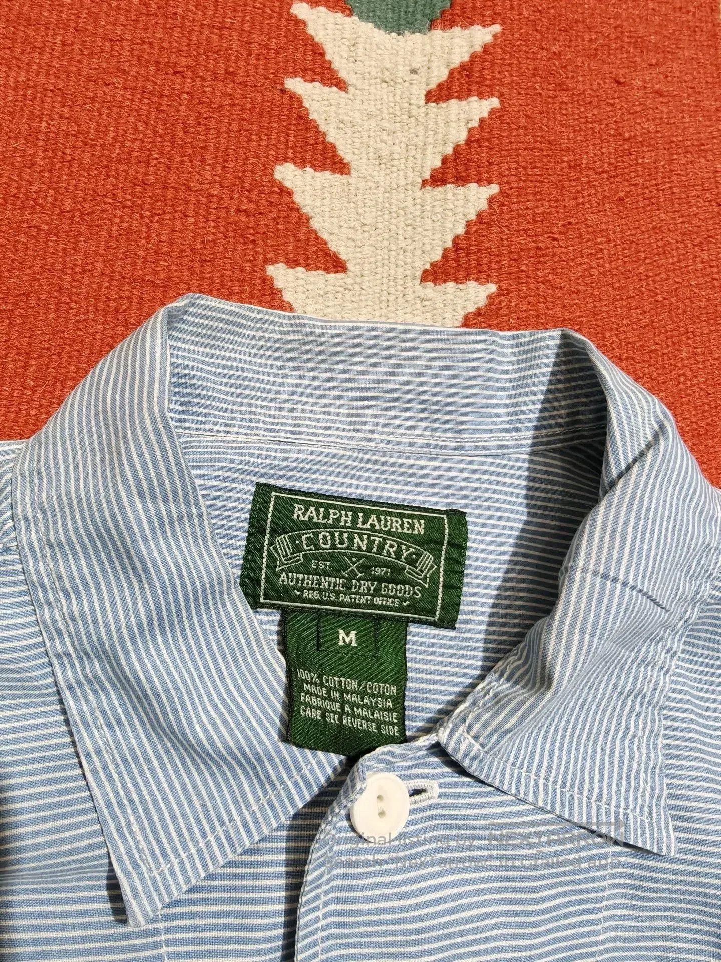 Vintage Vintage Ralph Lauren Country Navy Striped Shirt. Size US M / EU 48-50 / 2 - 5 Thumbnail