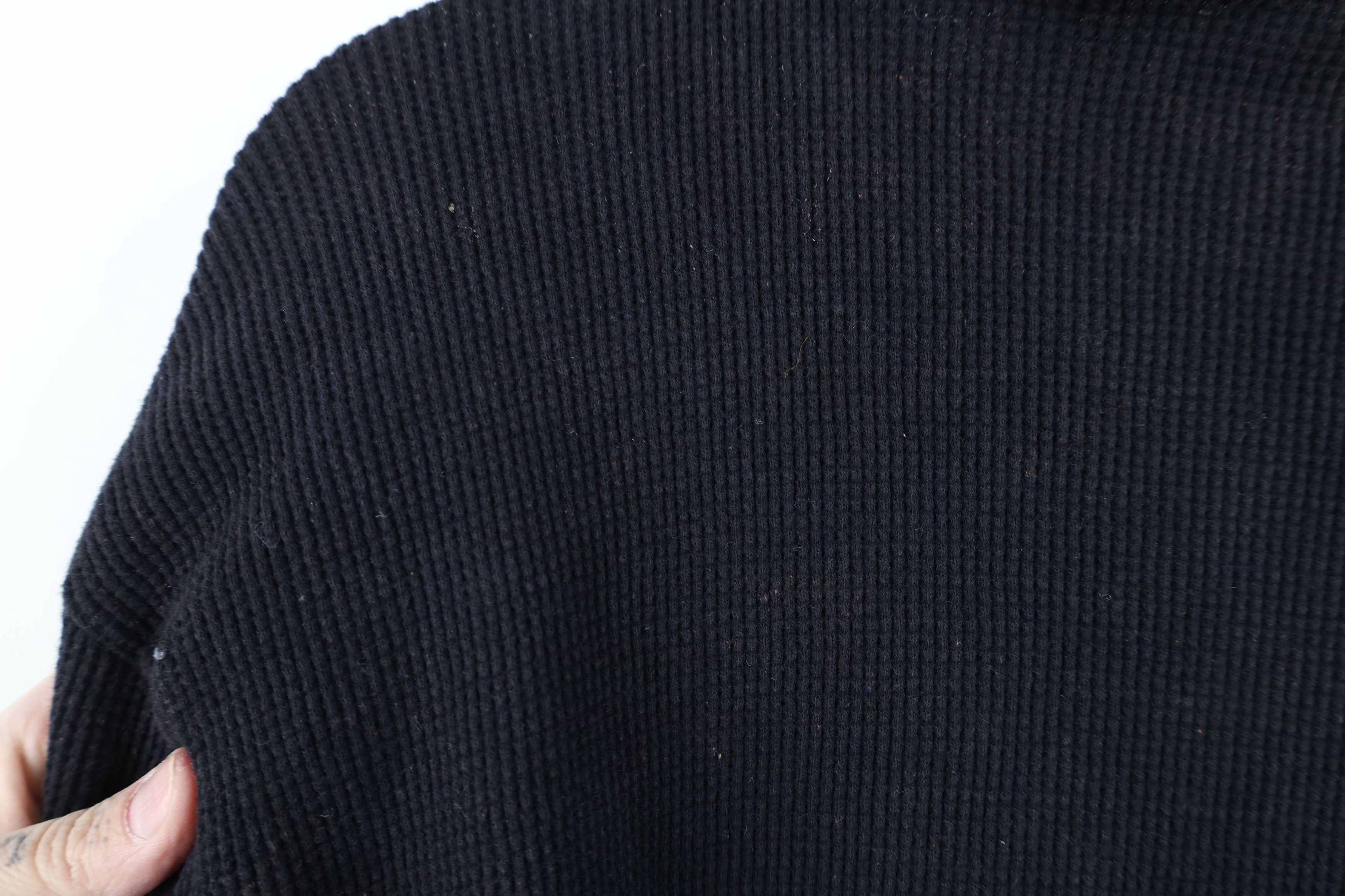 Vintage Vintage 90s Y2K Streetwear Thermal Waffle Knit T-Shirt Black Size US M / EU 48-50 / 2 - 7 Thumbnail
