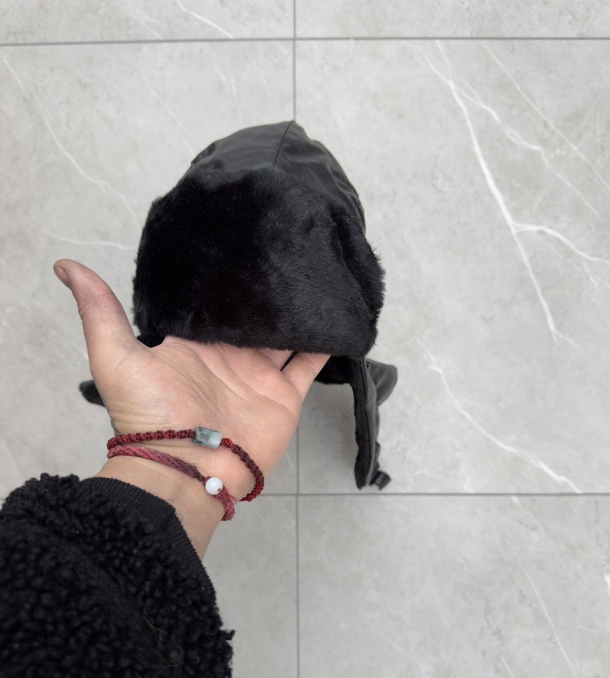 Vintage Black Leather Military Fur Pilot Trapper Hat Size ONE SIZE - 3 Thumbnail